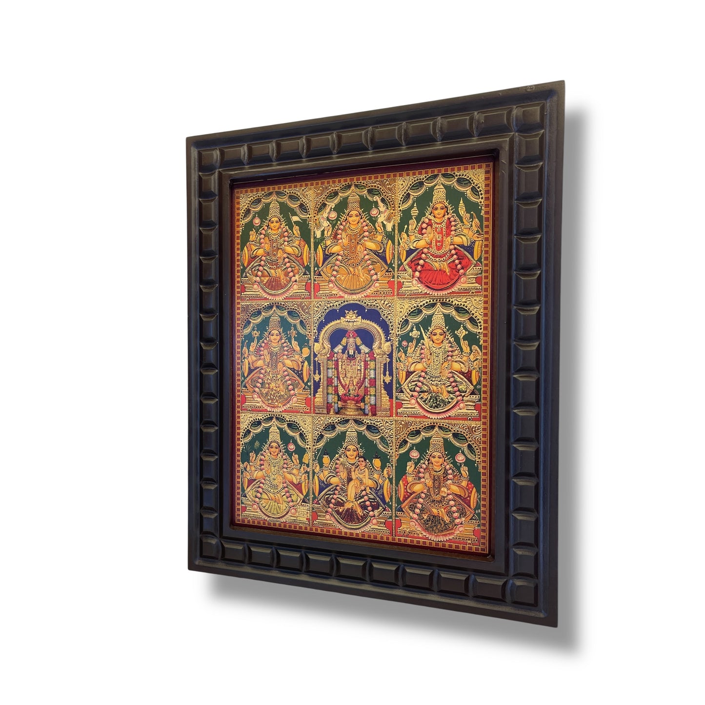 Asta Lakshmi -3 Gold Leafed Art With Wooden Frame