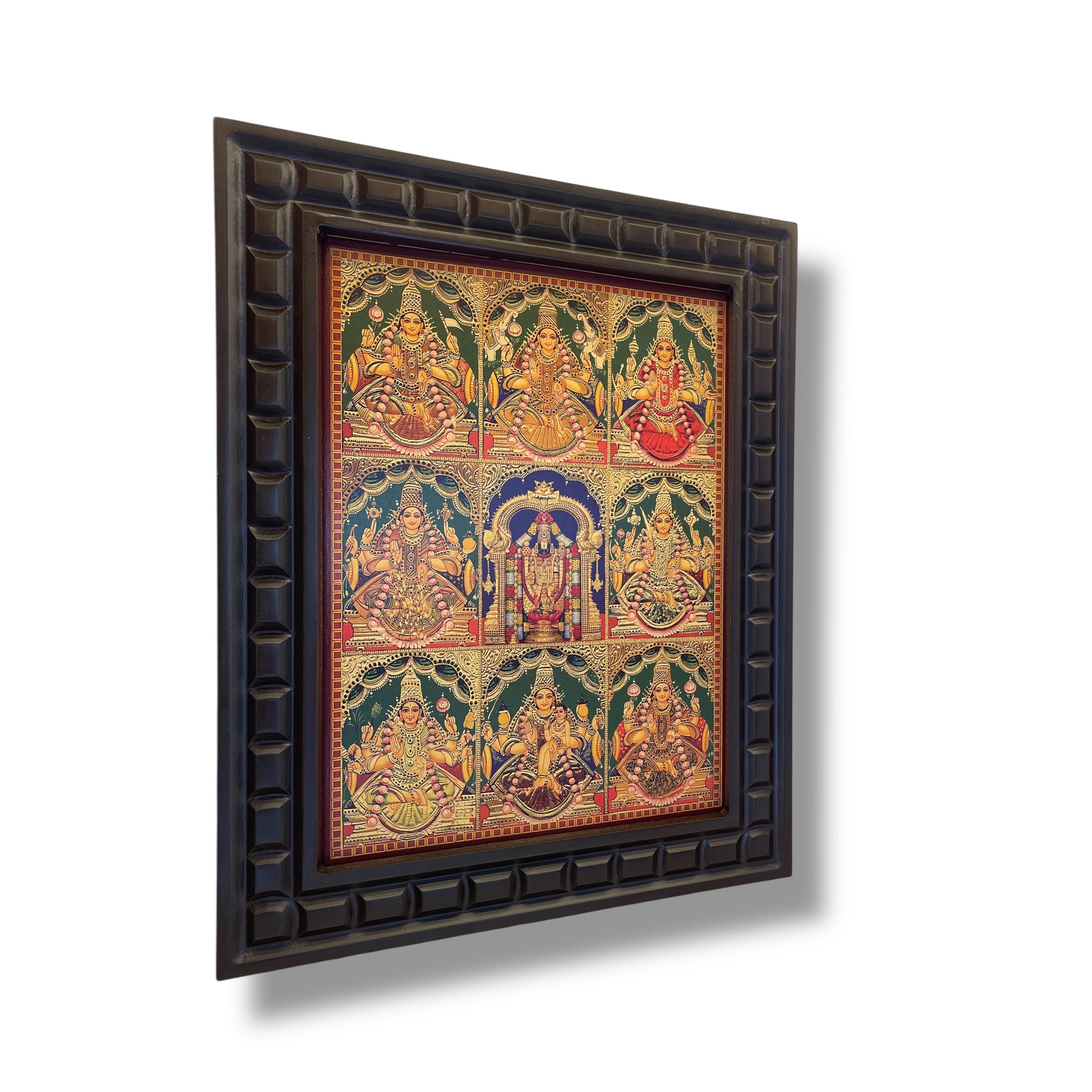 Astalakshmi -3 Gold Leafed Art With Wooden Frame