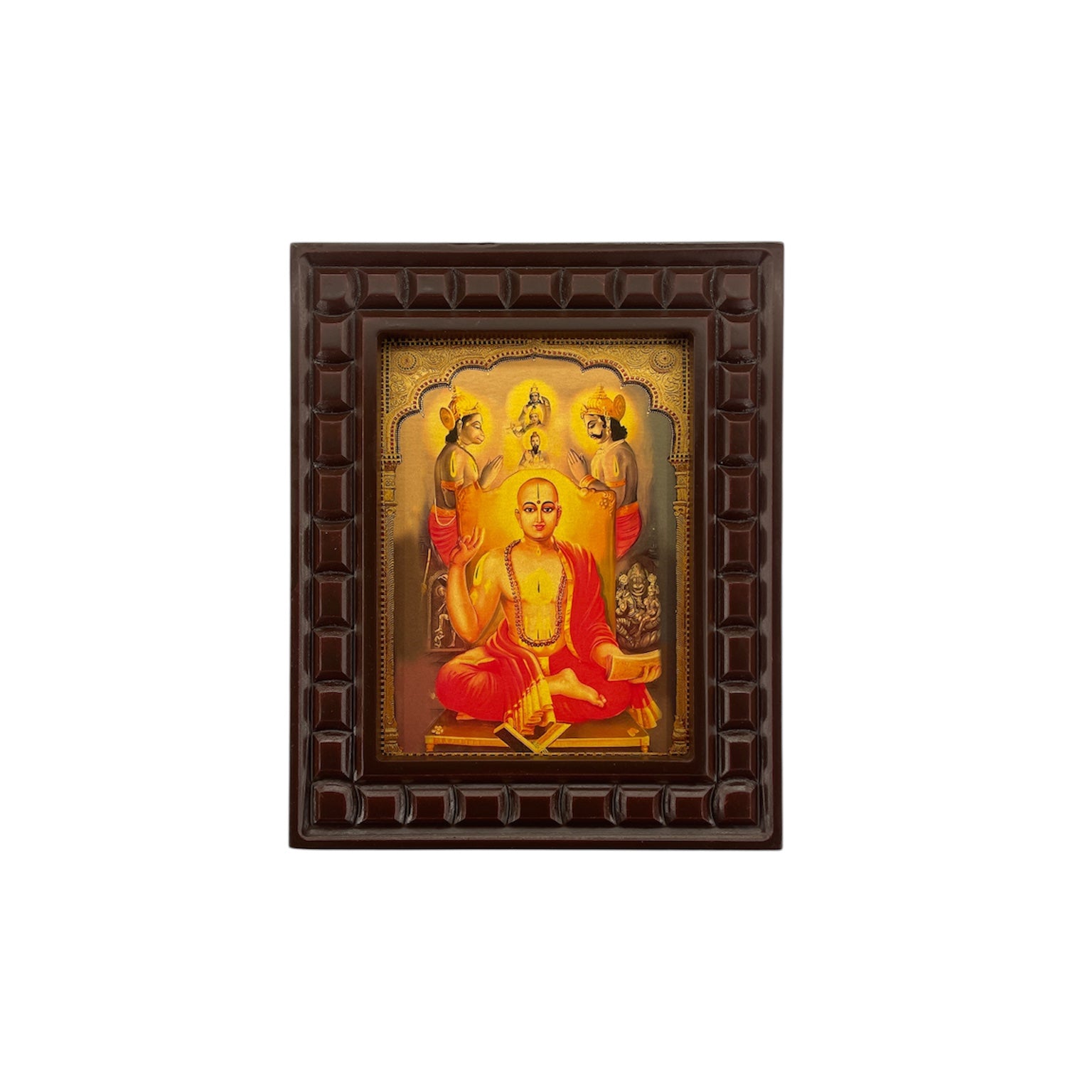 Shri Madhvacharya Gold Leaf Art in Wooden Frame