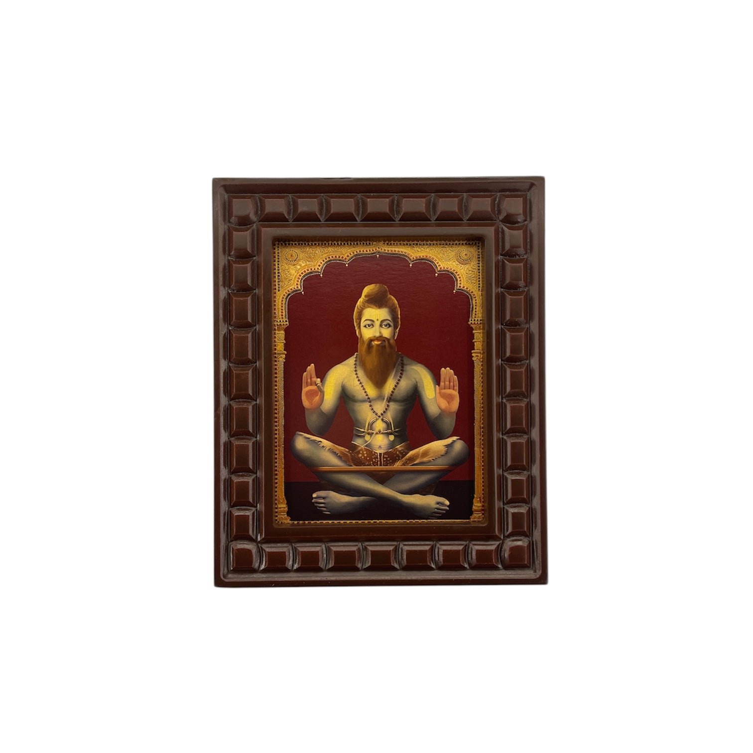 Shri Potuluri Veera Brahmendra Swamy Gold Leaf Art in Wooden Frame