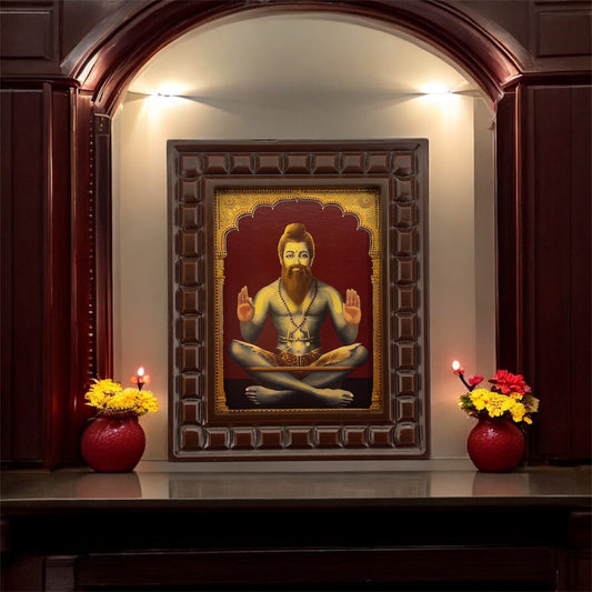 Shri Potuluri Veera Brahmendra Swamy Gold Leaf Art in Wooden Frame