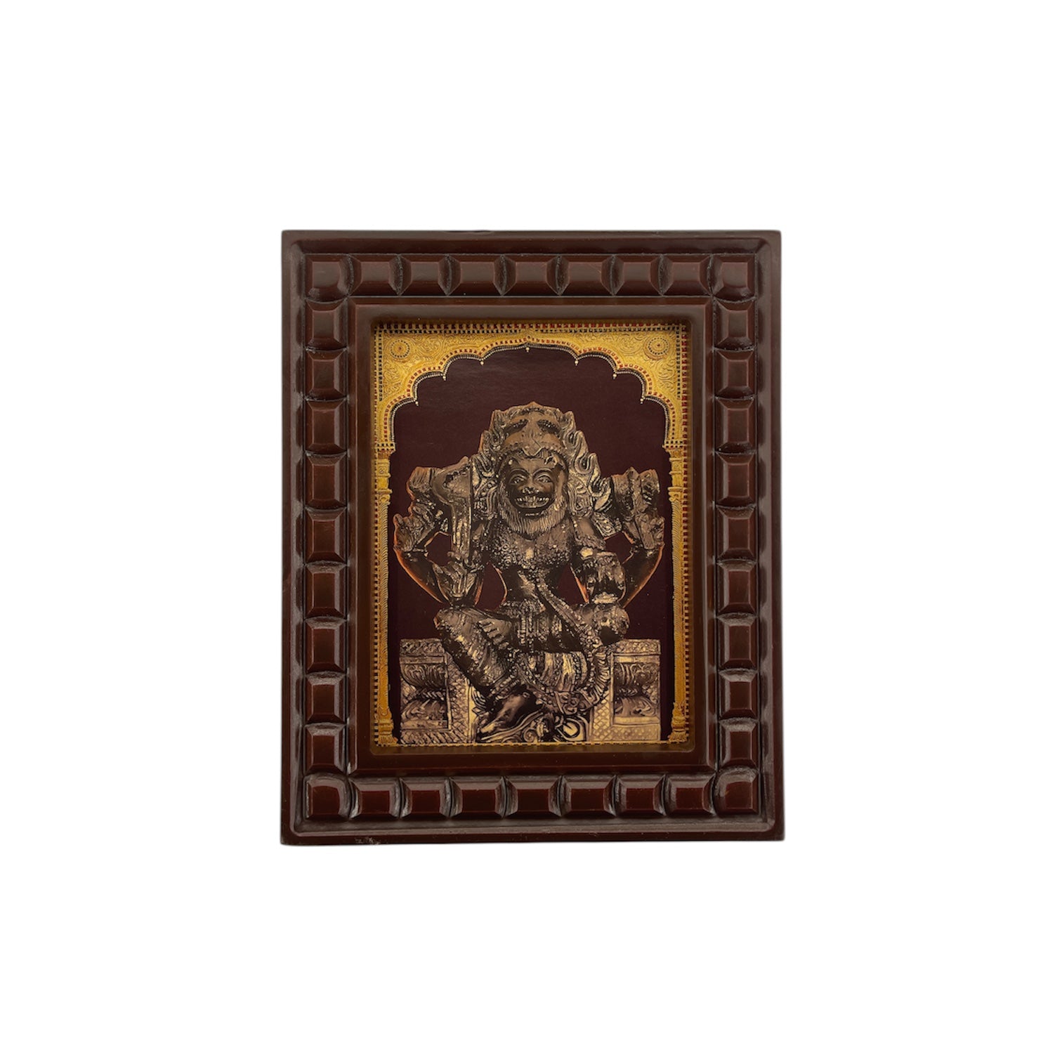 Mahapratyangira Devi Gold Leaf Art in Wooden Frame