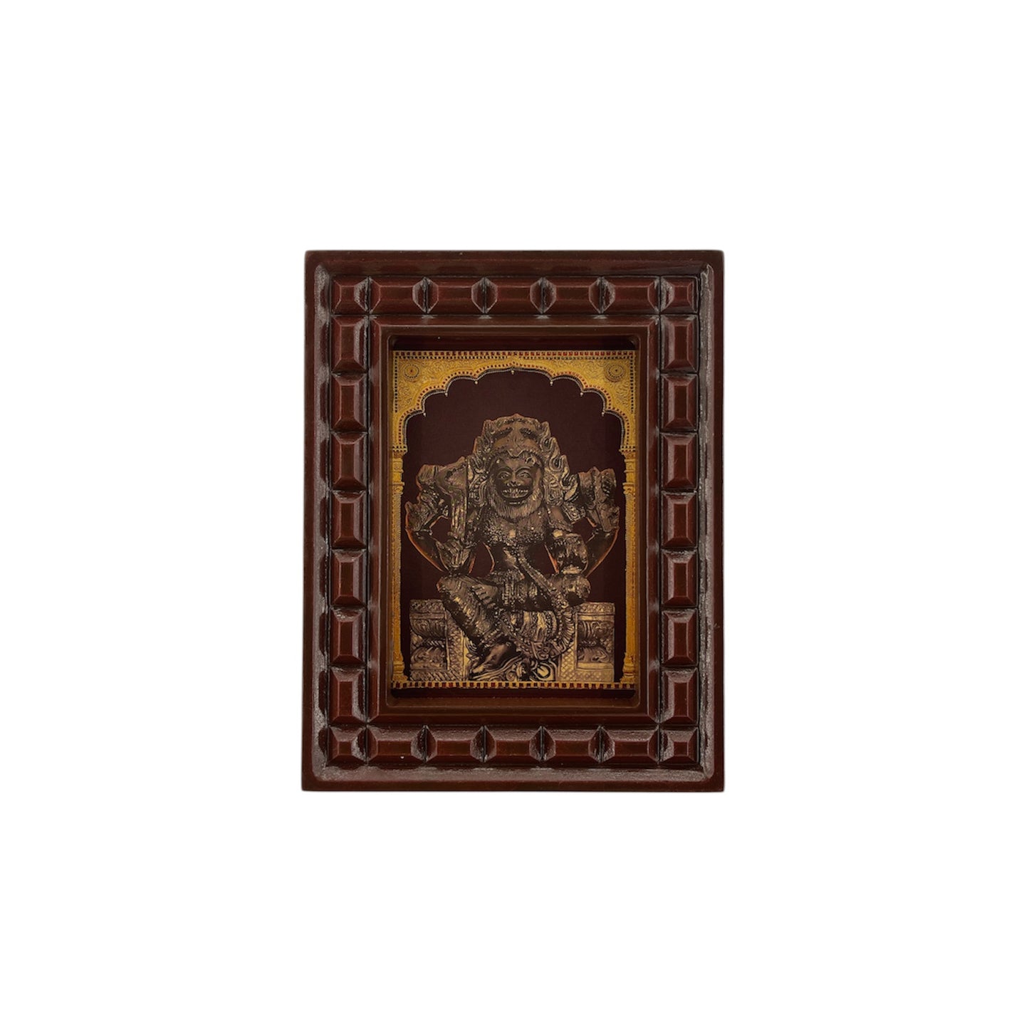 Mahapratyangira Devi Gold Leaf Art in Wooden Frame