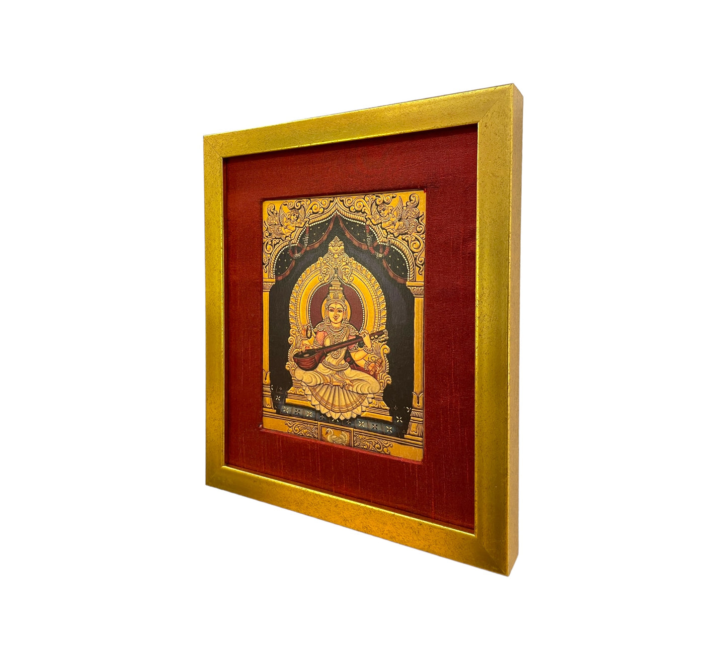 "Sacred Serenity: Embrace Enlightenment with Our Saraswati Pooja Room Photo Frame"