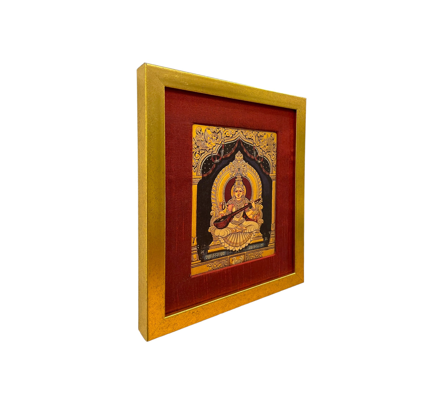 "Sacred Serenity: Embrace Enlightenment with Our Saraswati Pooja Room Photo Frame"