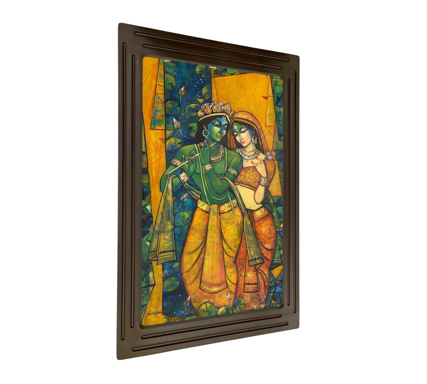 Radha Krishna in lotus pond Canvas