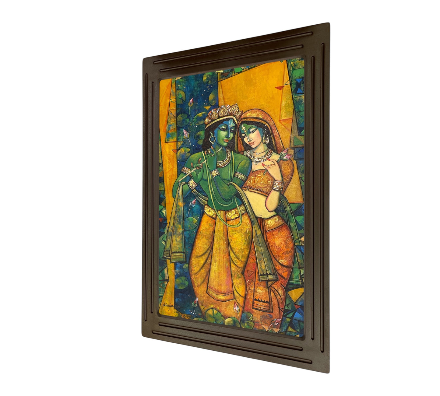 Radha Krishna in lotus pond Canvas