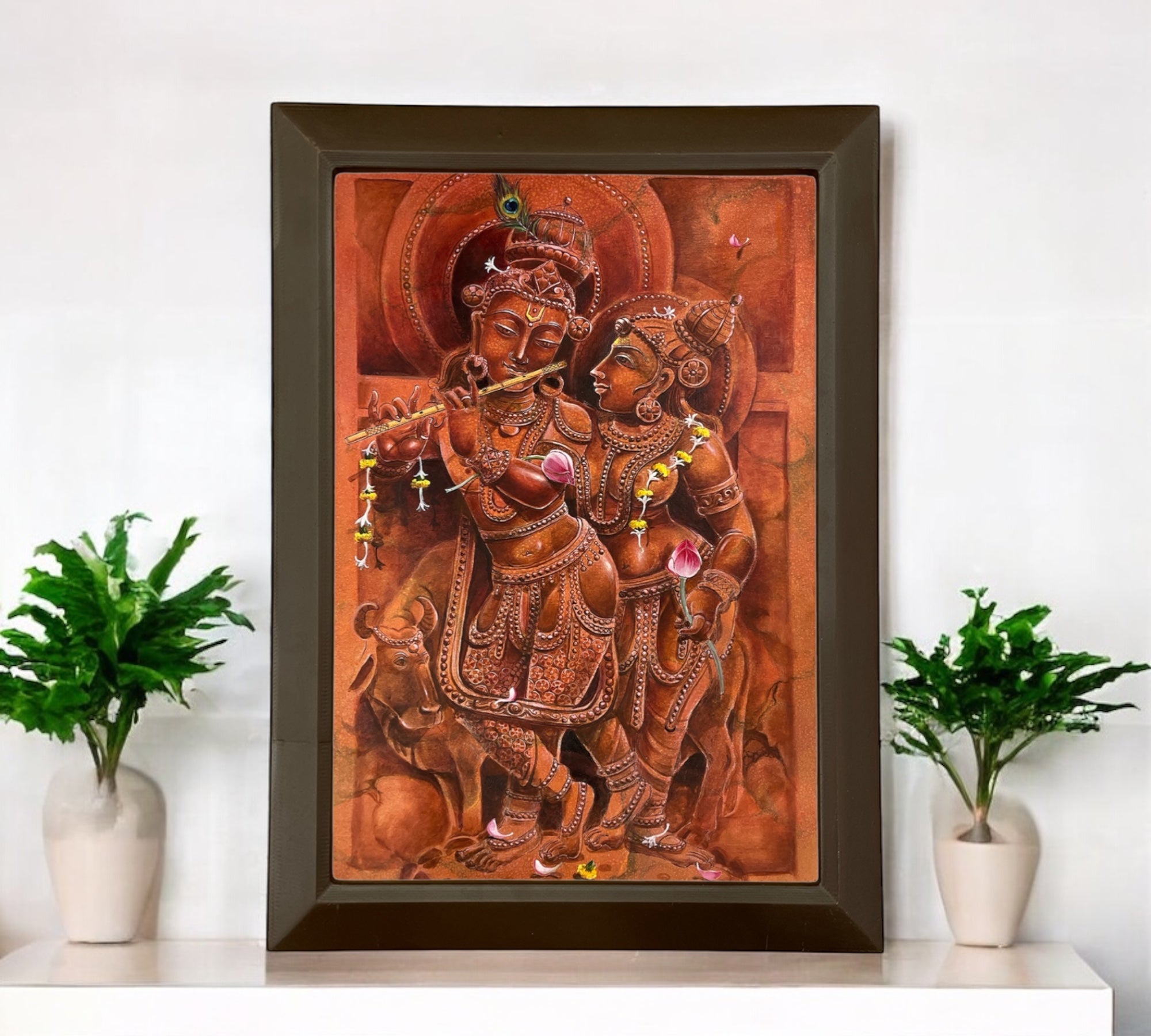 Radha krishna Stone Effect Canvas