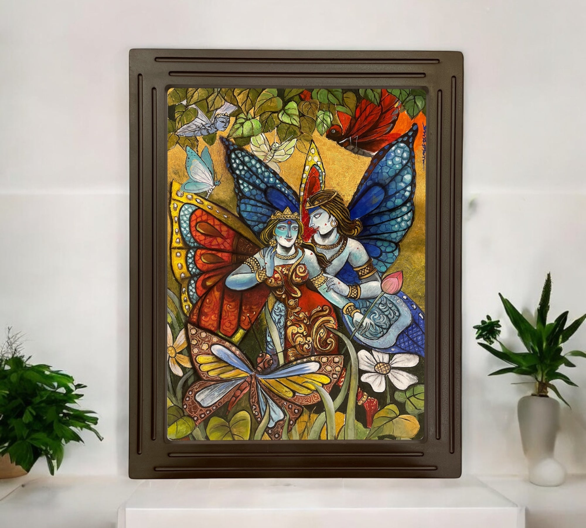 Radha Krishna in butterfly form canvas