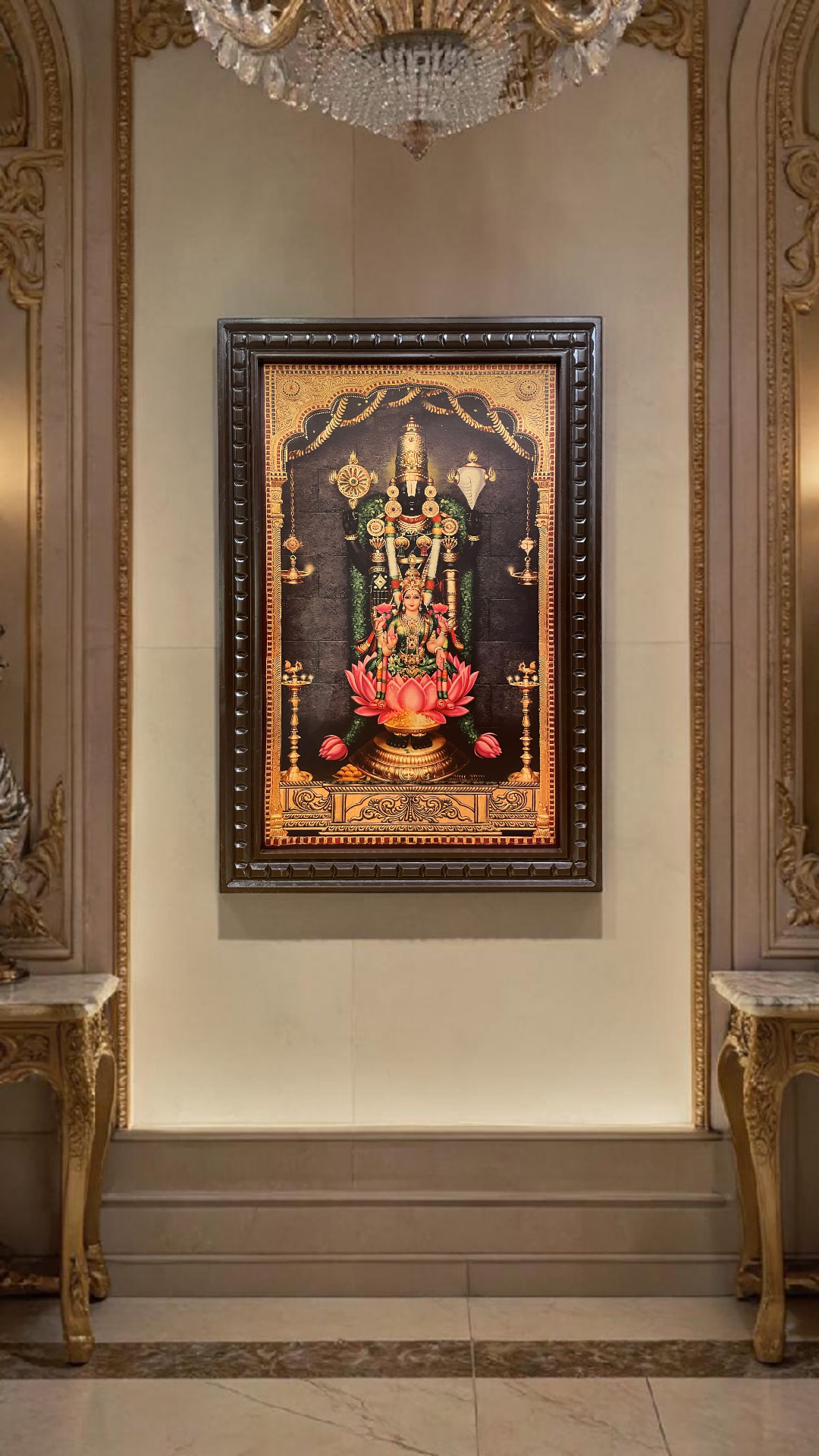 Tirupati Balaji Gold Leaf Art Frame | Luxury Wall Decor for Home & Office