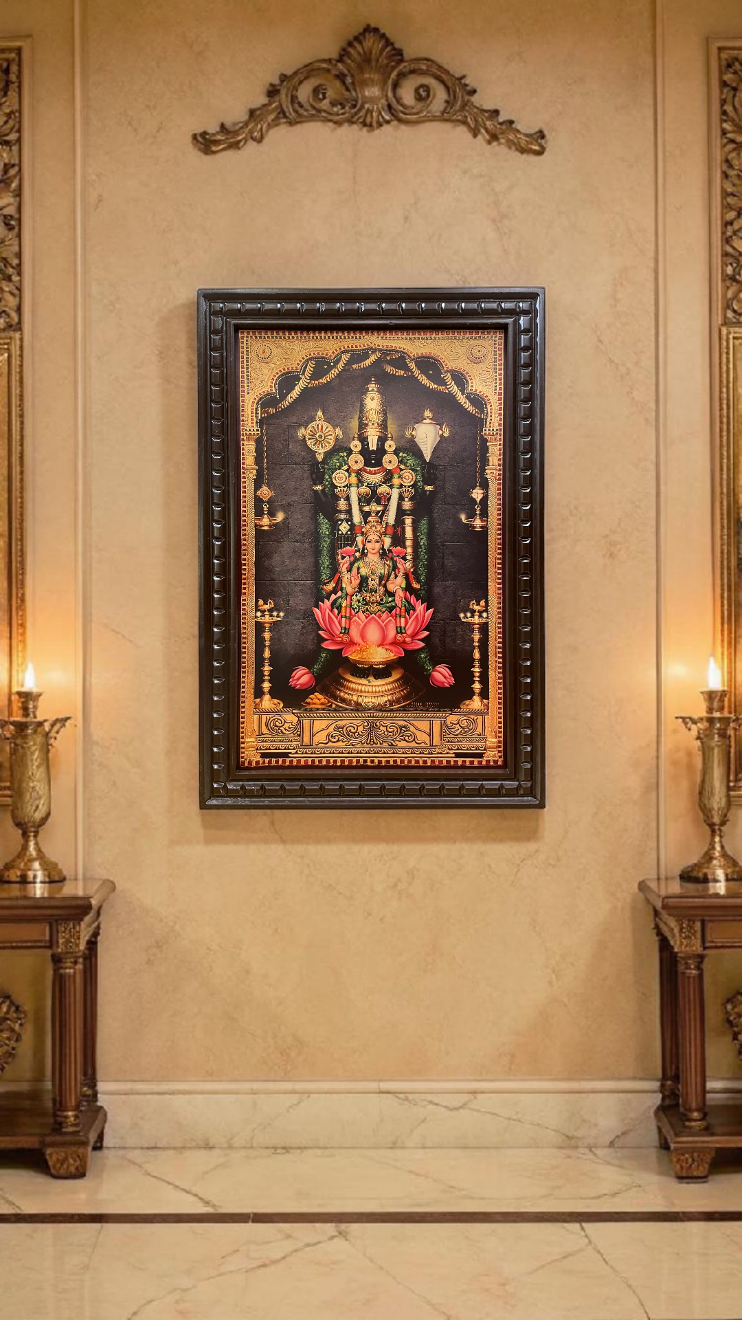 Tirupati Balaji Gold Leaf Art Frame | Luxury Wall Decor for Home & Office