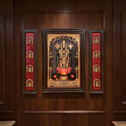 Tirupati Balaji Gold Leaf Art with Brass Ashtalakshmi | Premium Red Silk Wall Decor Frame.