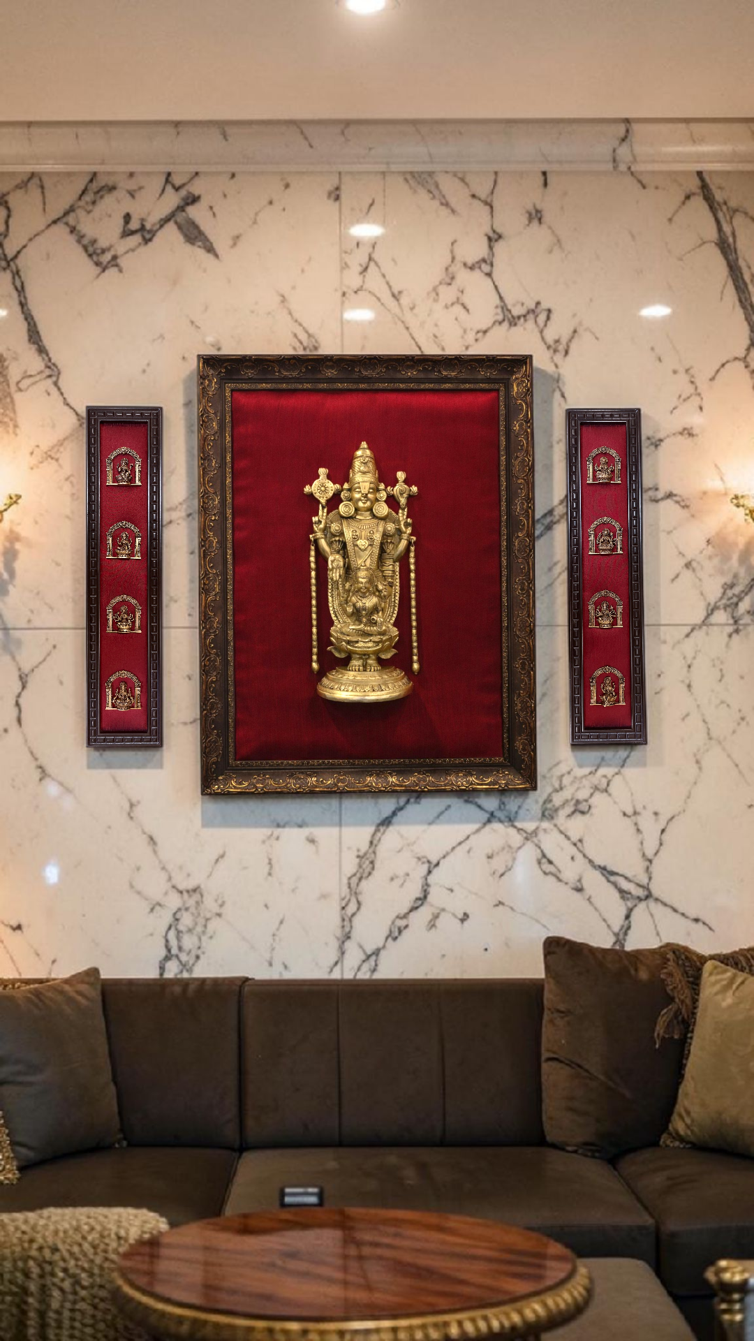 Brass Tirupati Balaji with Ashtalakshmi Wall Decor | Premium Divine Brass Frame Set.