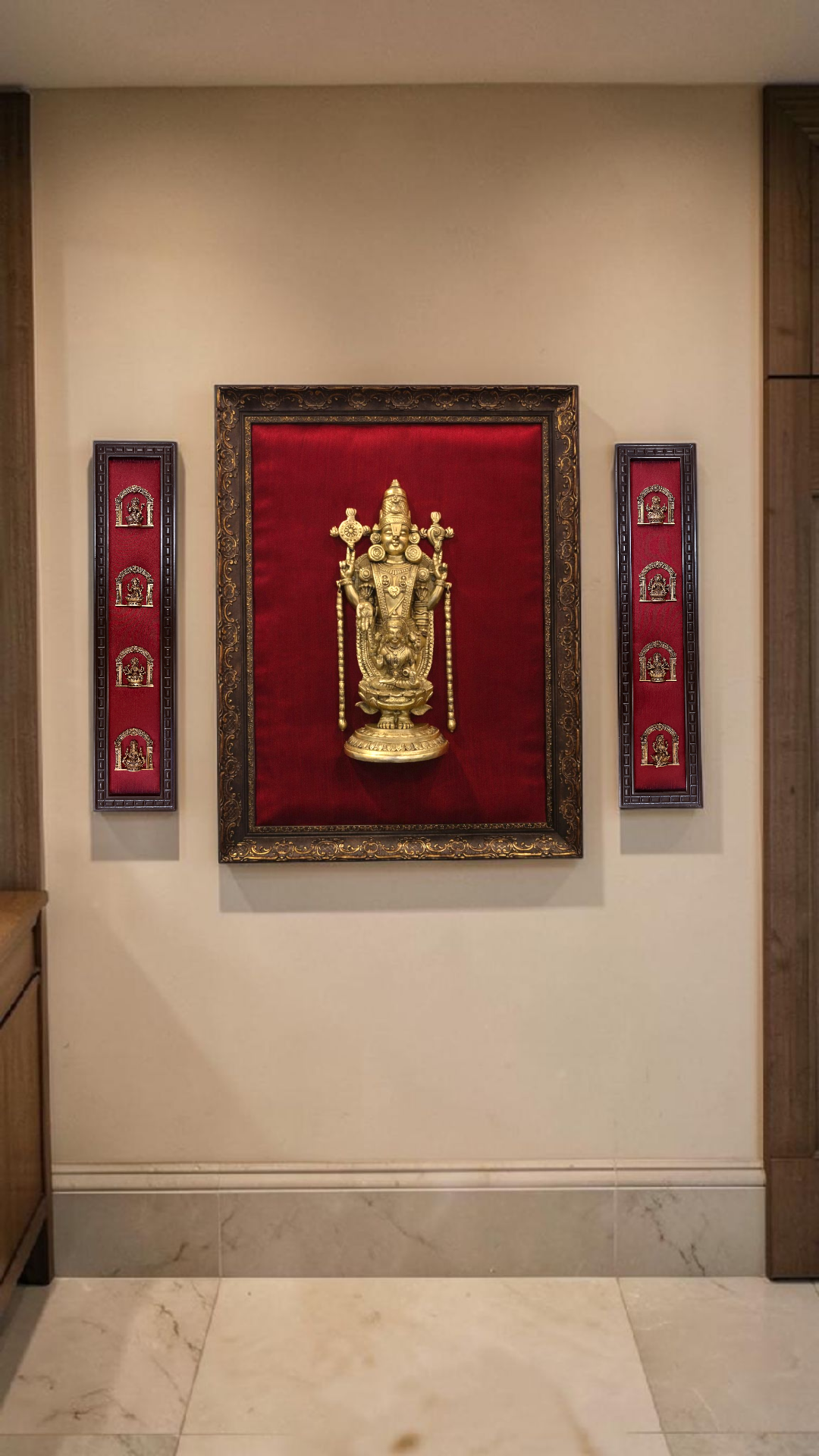 Brass Tirupati Balaji with Ashtalakshmi Wall Decor | Premium Divine Brass Frame Set.