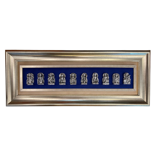 Dashavatara in Sterling Silver with Royal Blue Silk Backdrop