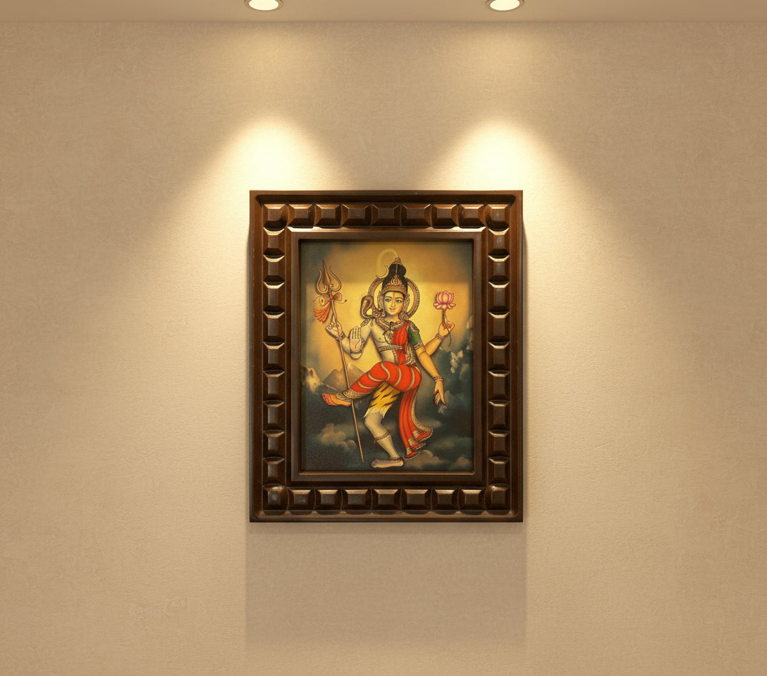 Ardhanareshwar - 2 Gold Leafed Art with Wooden Frame