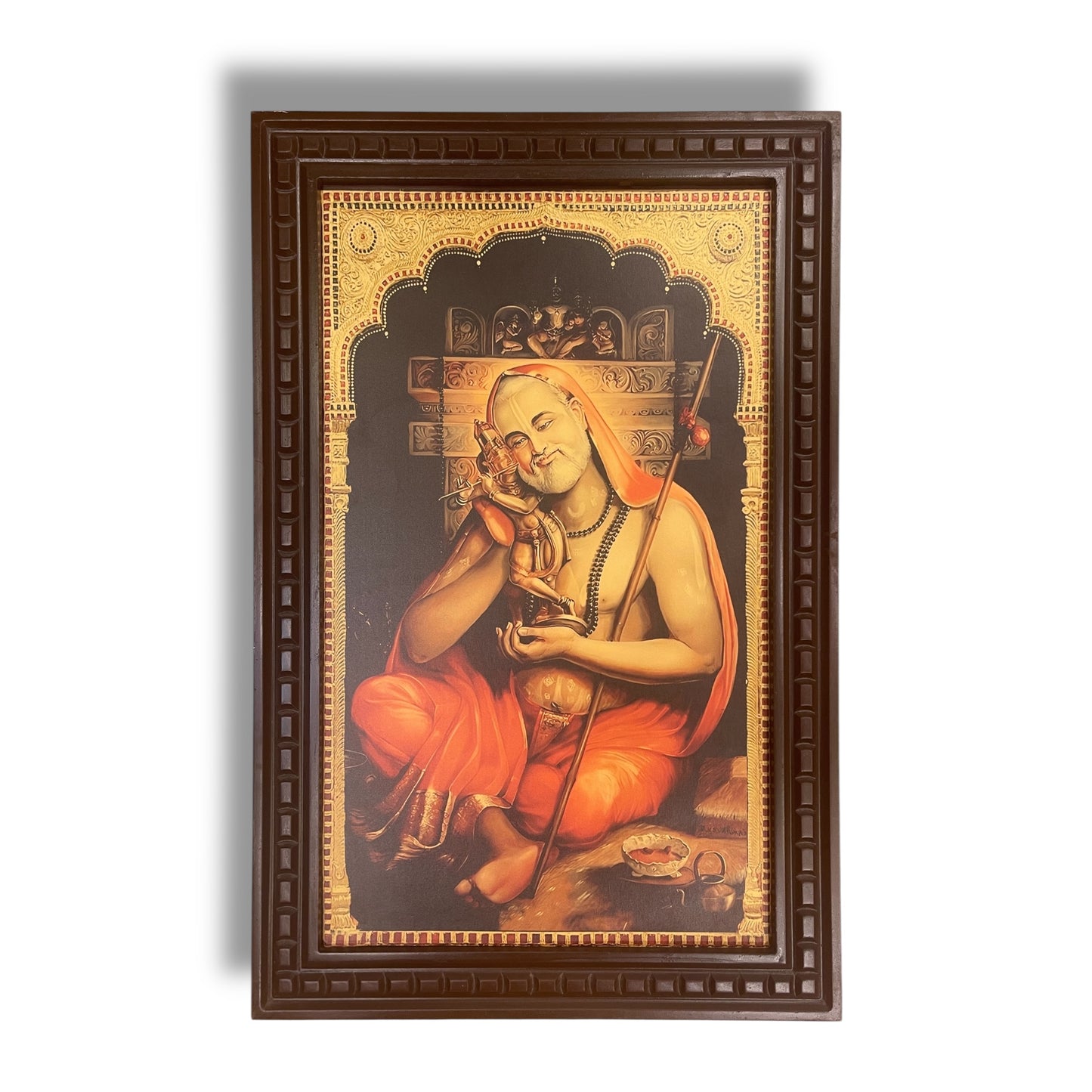 Raghavendra Swamy -2 Gold foiled artwork in wooden frame