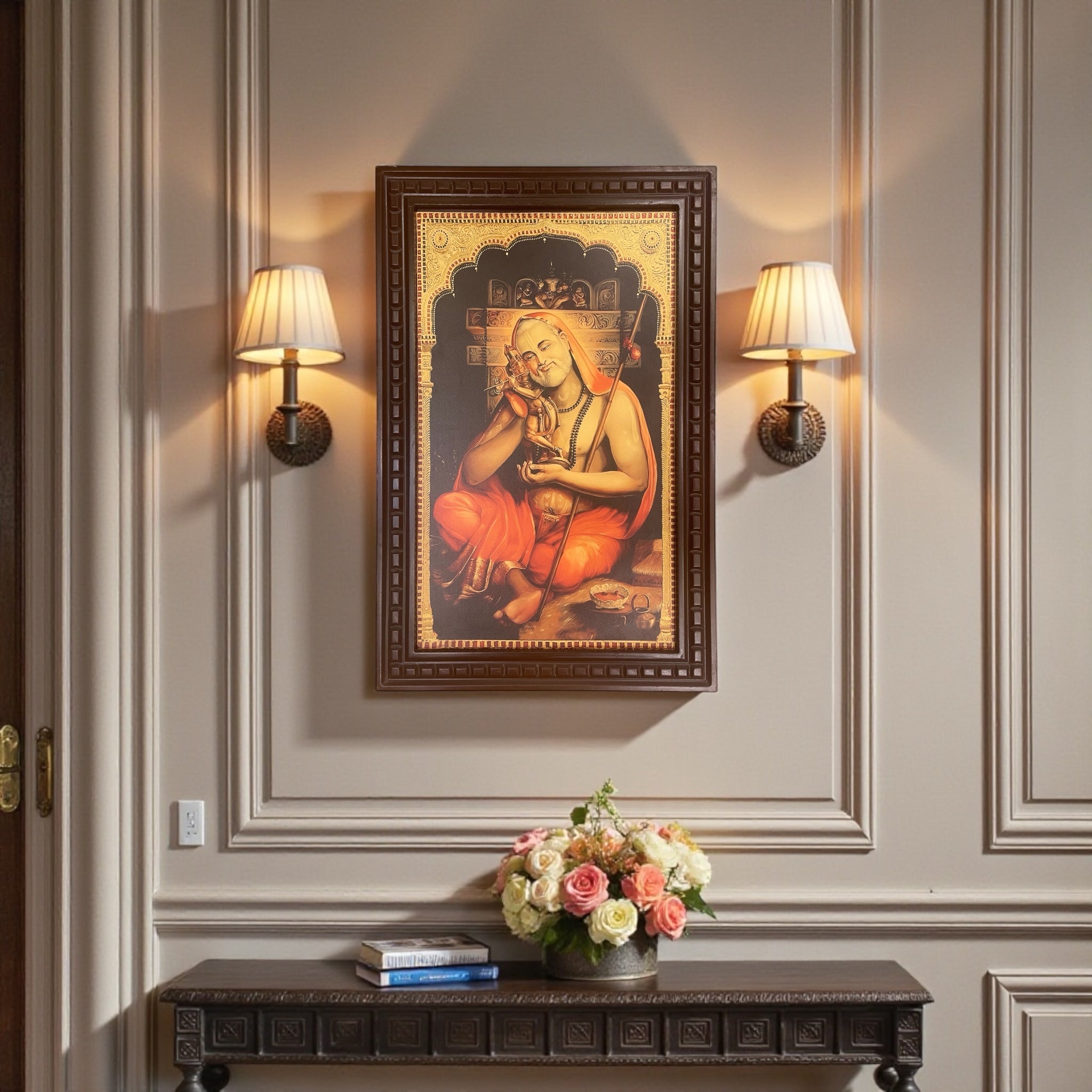 Raghavendra Swamy -2 Gold foiled artwork in wooden frame