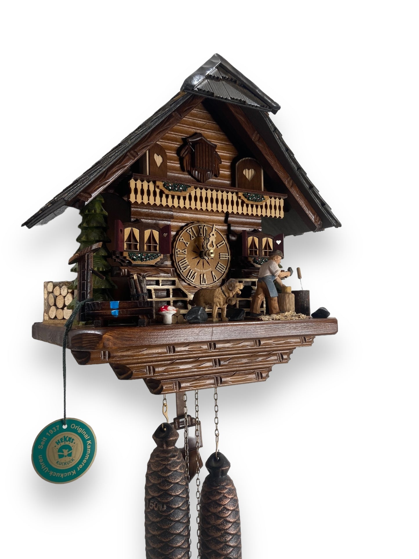 Mechanical original  cuckoo clock with hand carving carpenter  - 8 day Movement