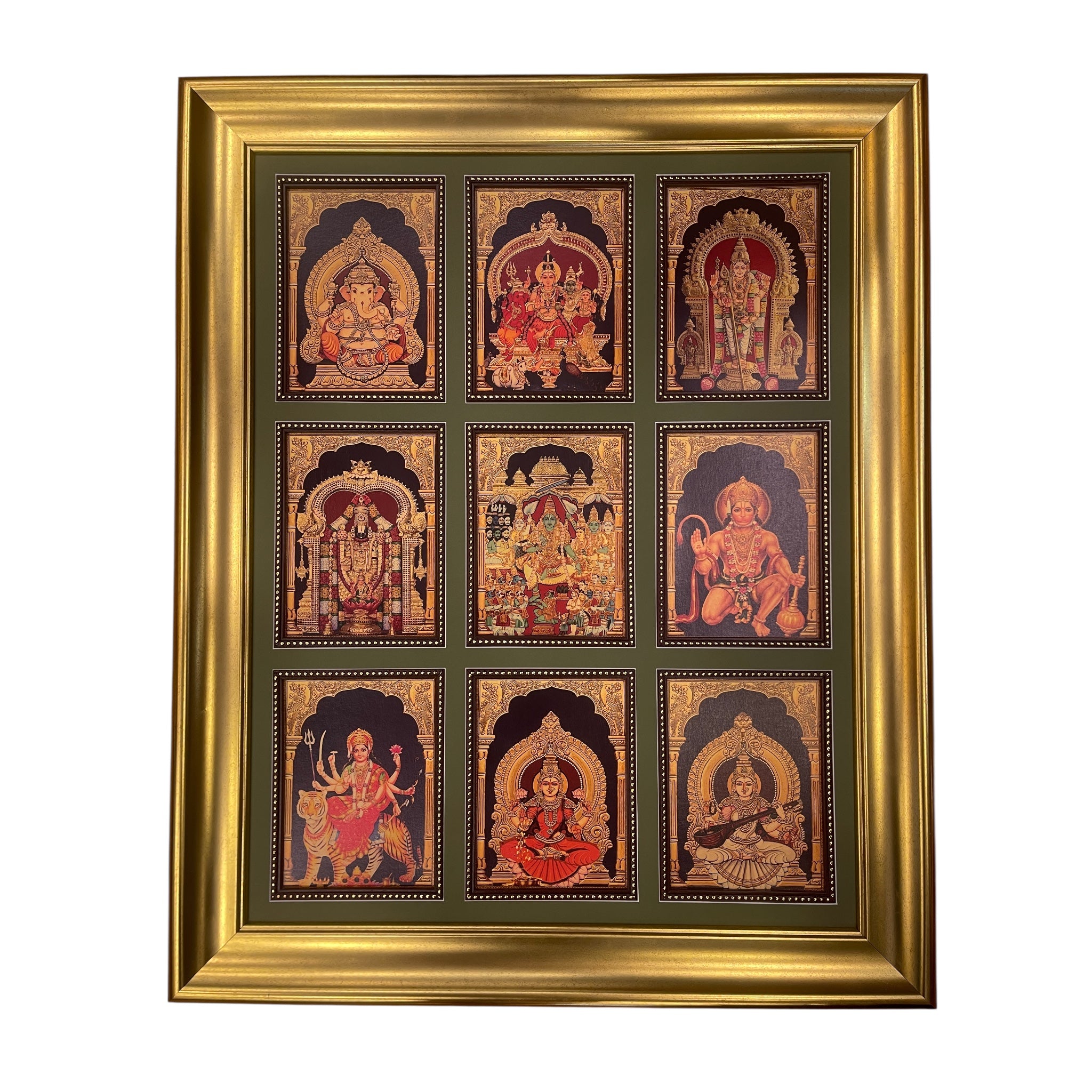 “9 Gods in One Frame – 9 Divine Deities in One Sacred Artwork”