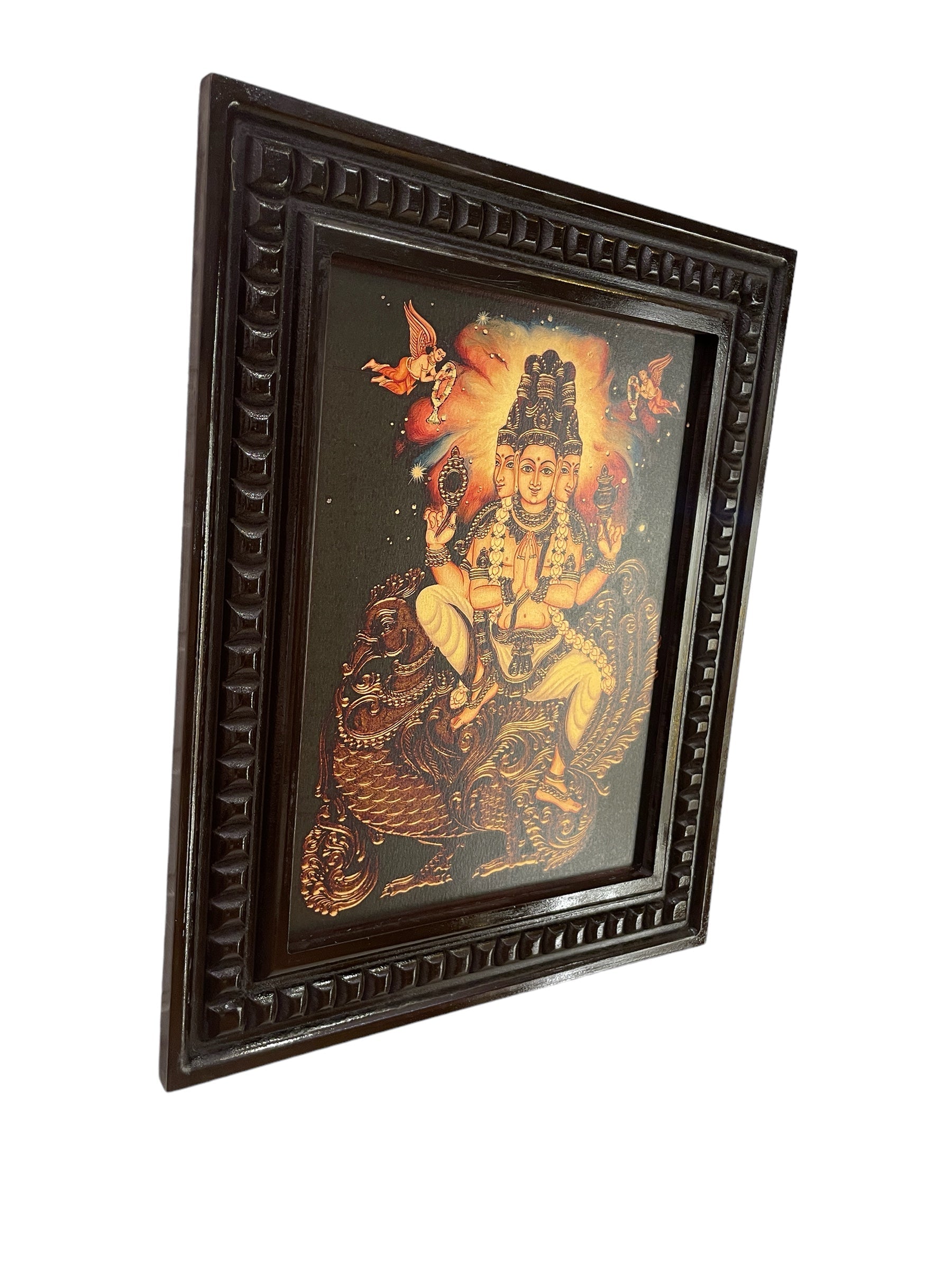 Brahma dev gold leaf wooden photo frame
