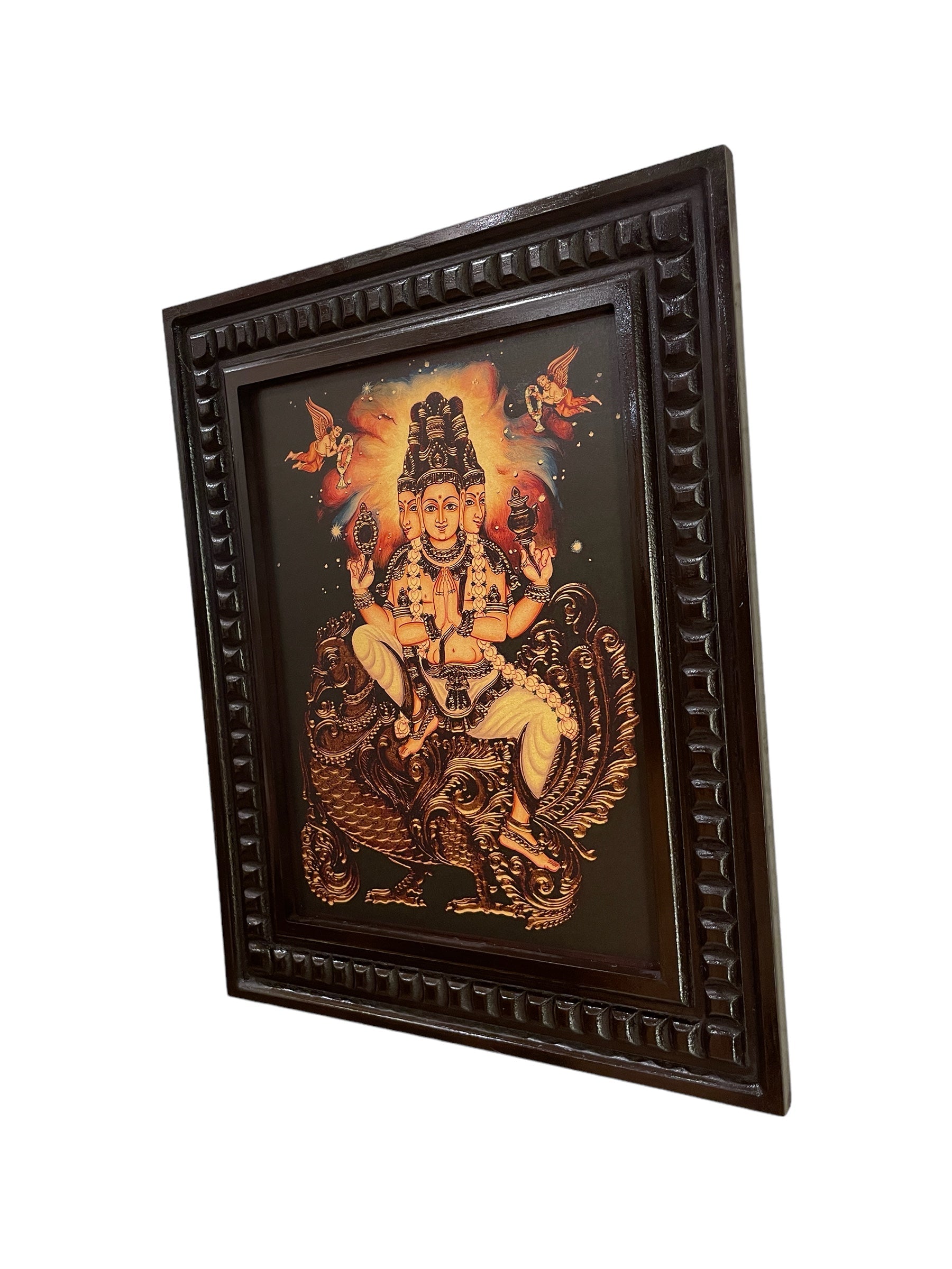 Brahma dev gold leaf wooden photo frame