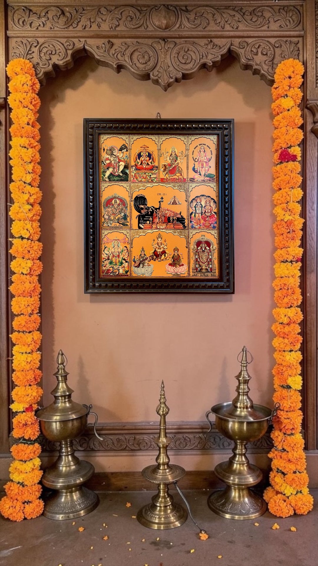 10 Gods in One Frame Gold Leaf Wall Art | Premium Engineered Wooden Frame