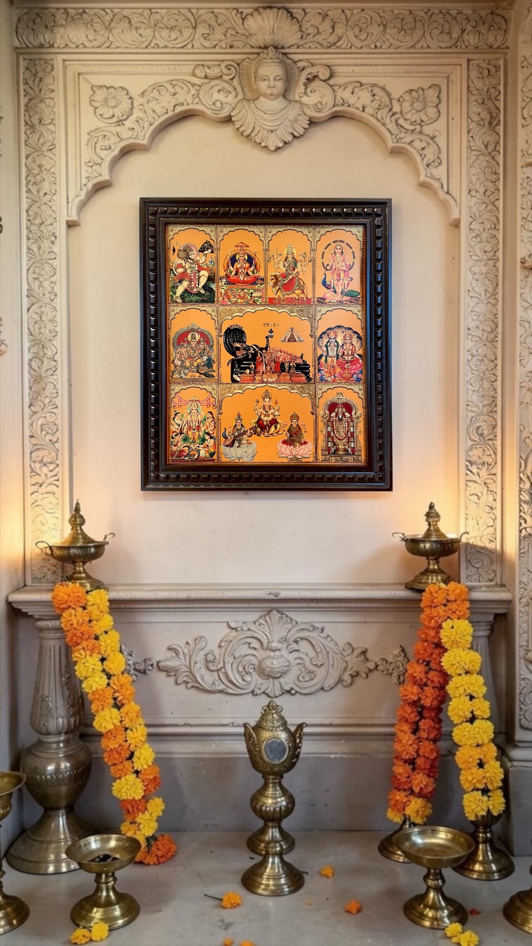 10 Gods in One Frame Gold Leaf Wall Art | Premium Engineered Wooden Frame