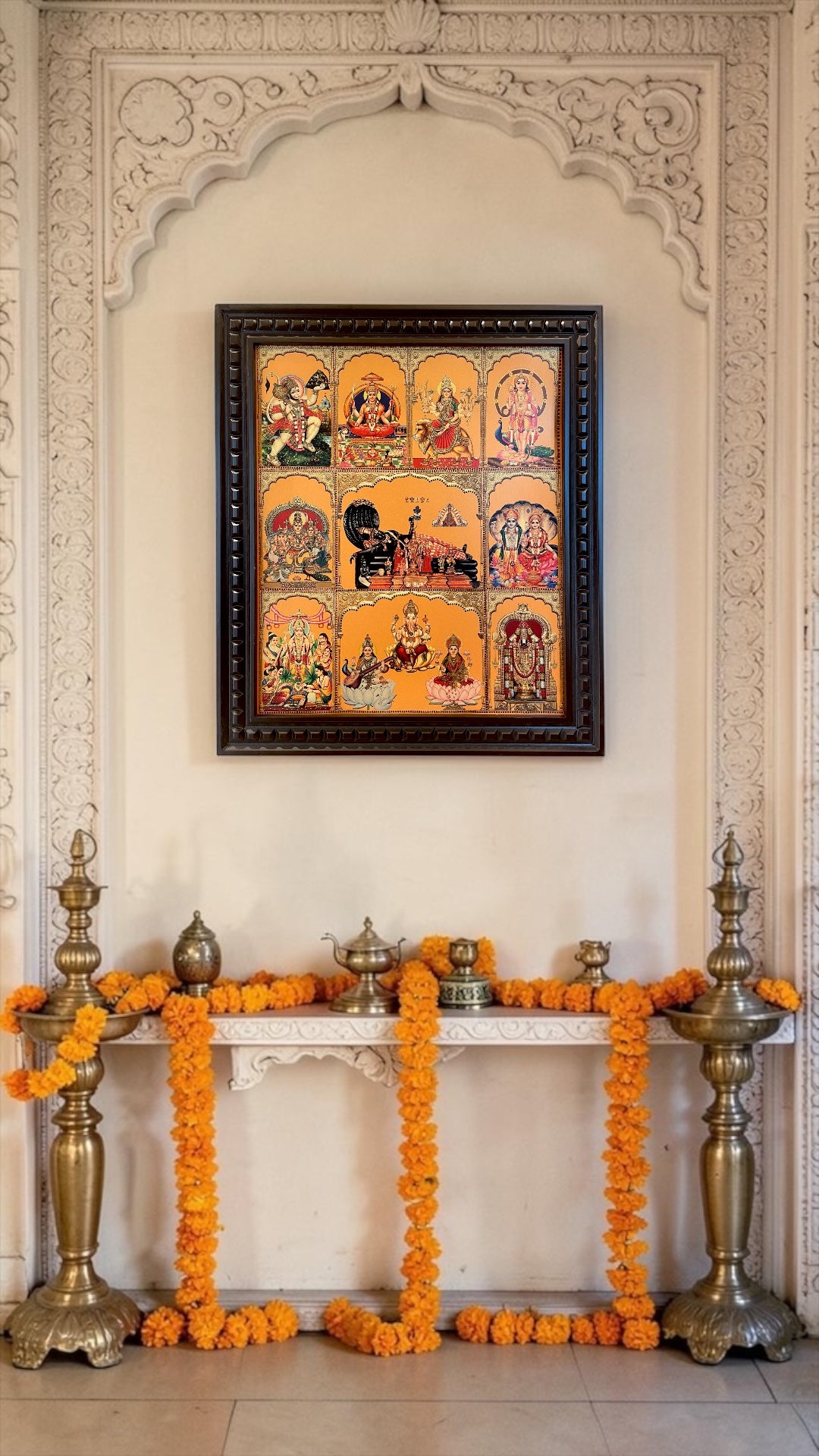 10 Gods in One Frame Gold Leaf Wall Art | Premium Engineered Wooden Frame