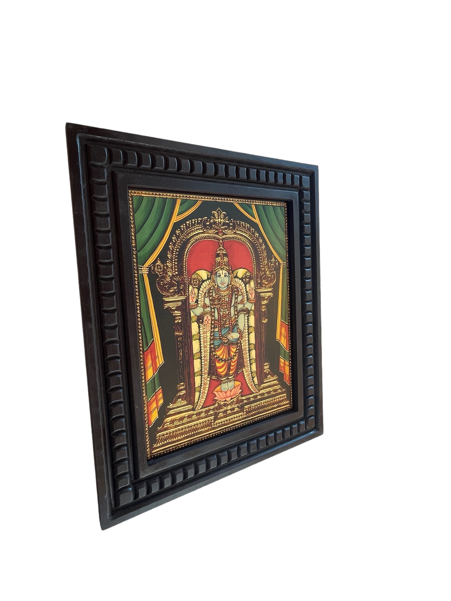 Tirupati Balaji (venkateshwara) Gold Leafed Art  With Wooden Frame