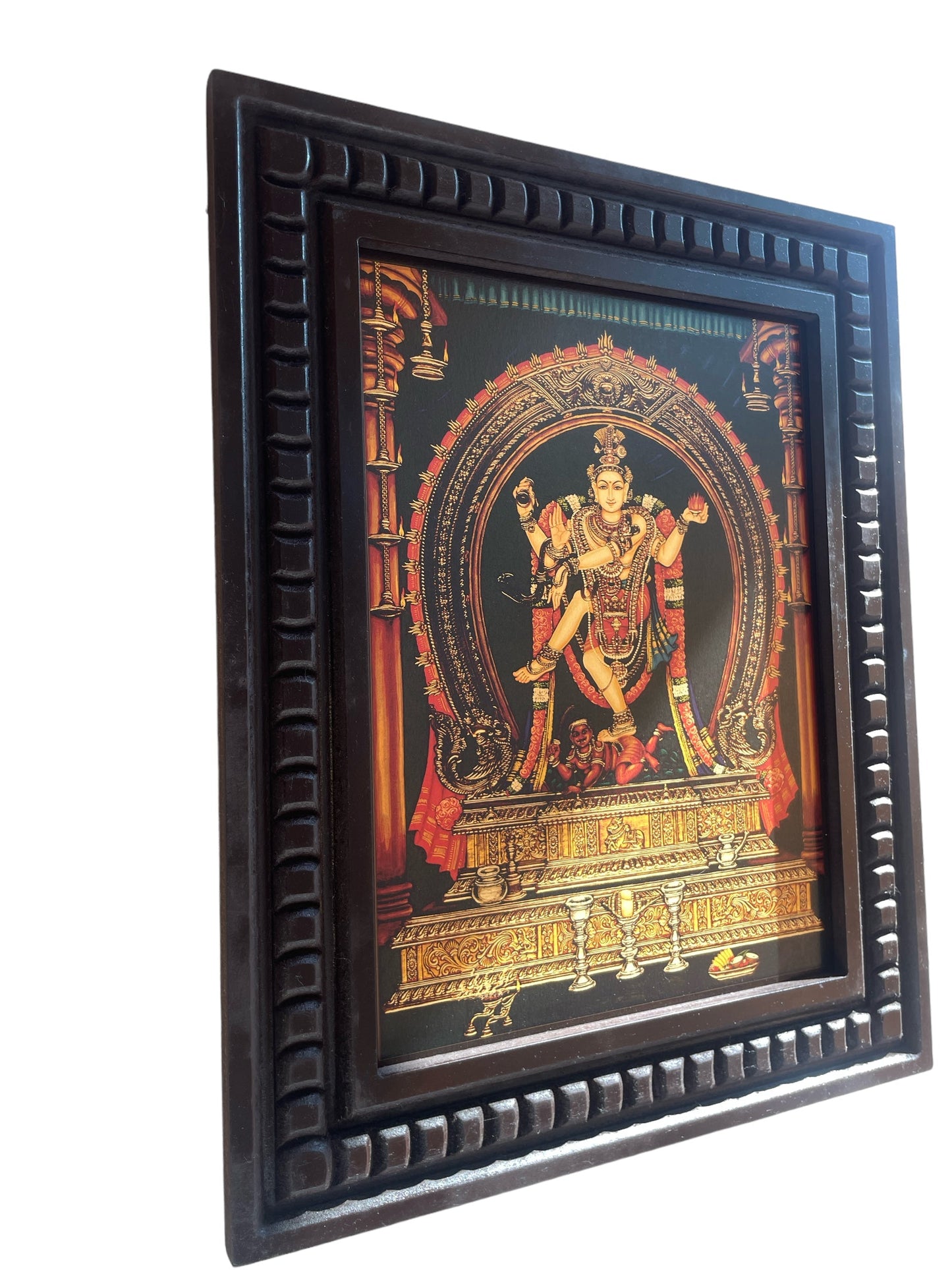 Gold Leafed Art Natraj With Wooden Frame