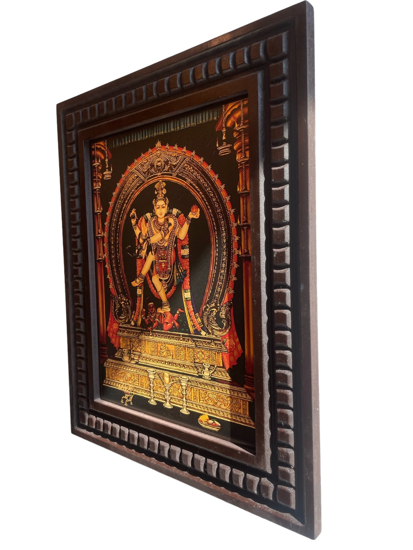 Gold Leafed Art Natraj With Wooden Frame