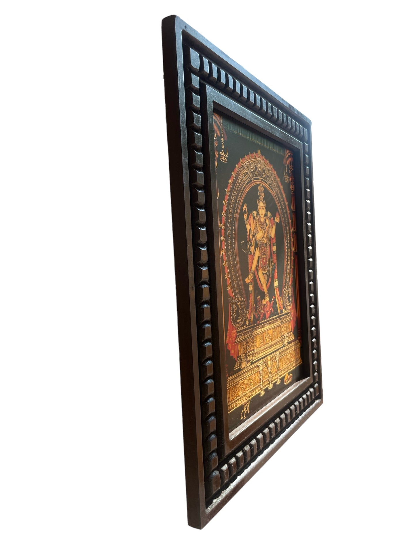 Gold Leafed Art Natraj With Wooden Frame