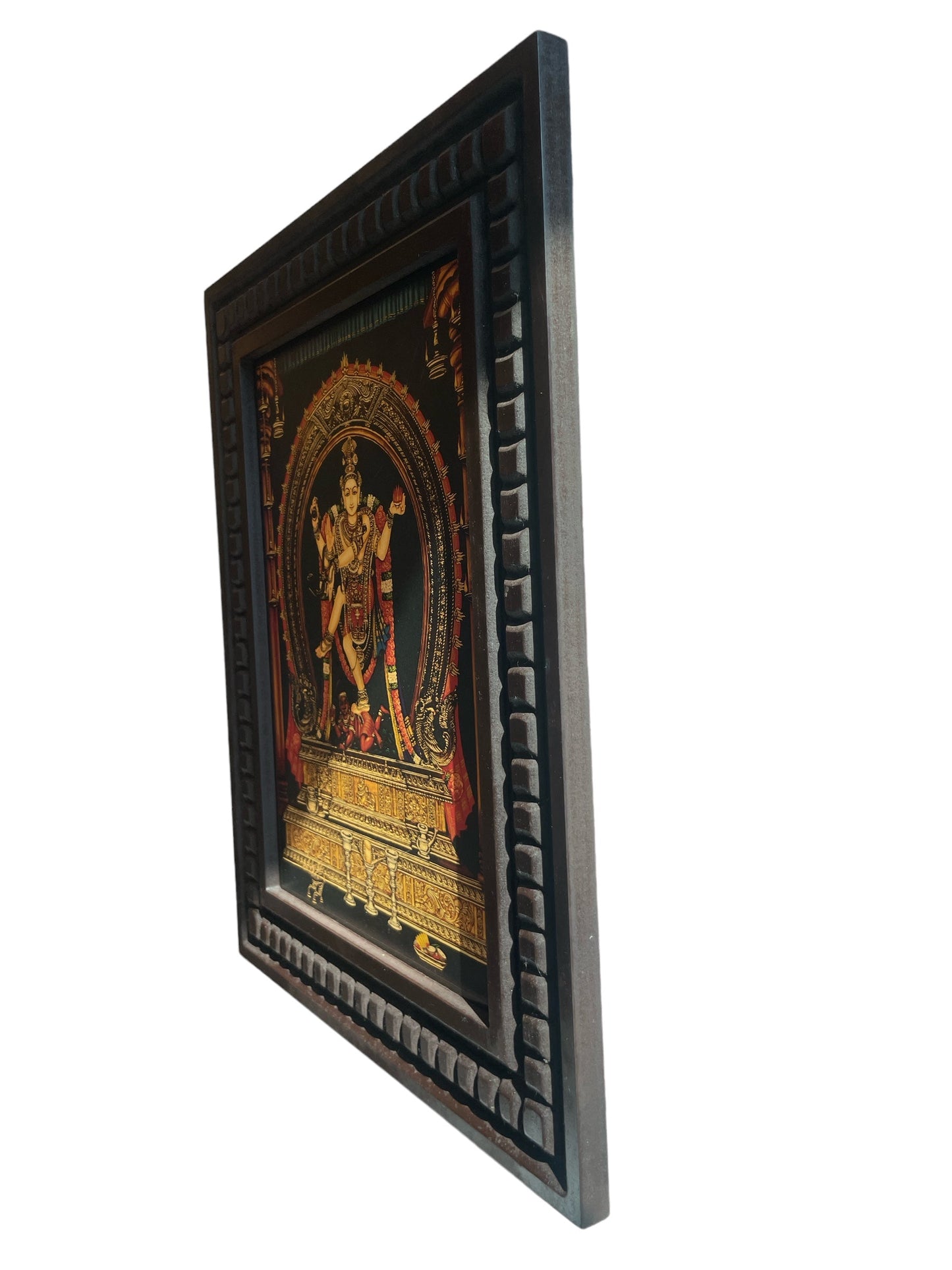 Gold Leafed Art Natraj With Wooden Frame