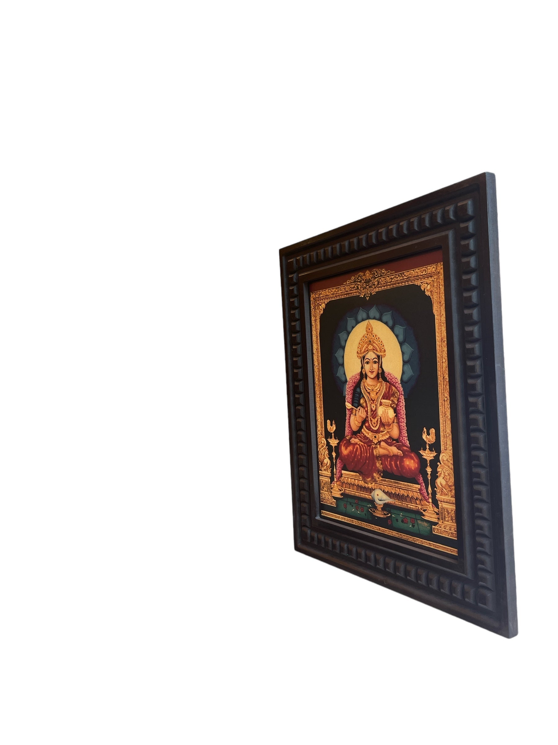 Gold Leafed Art Annapurna With Wooden Frame