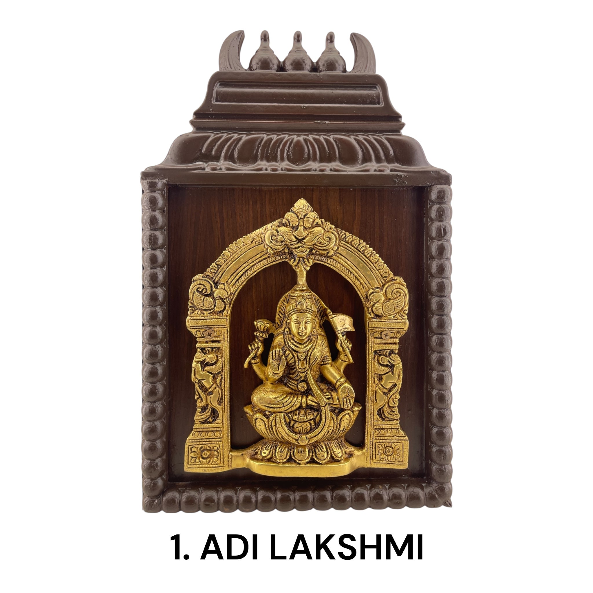 Brass Astalakshmi with Temple Wooden Frame
