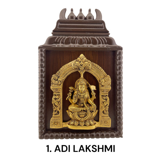 Astalakshmi Brass wall frame in Wooden Frame.
