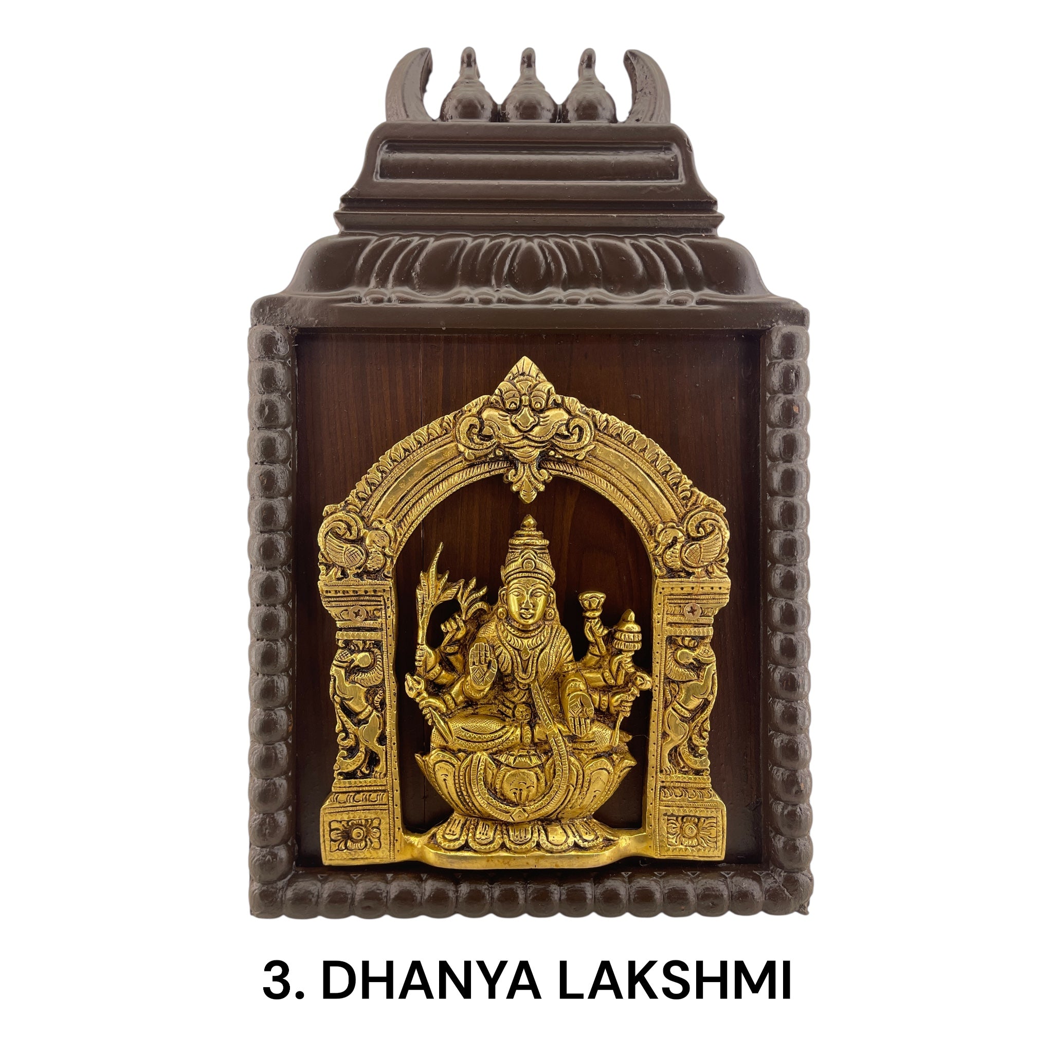 Brass Astalakshmi with Temple Wooden Frame