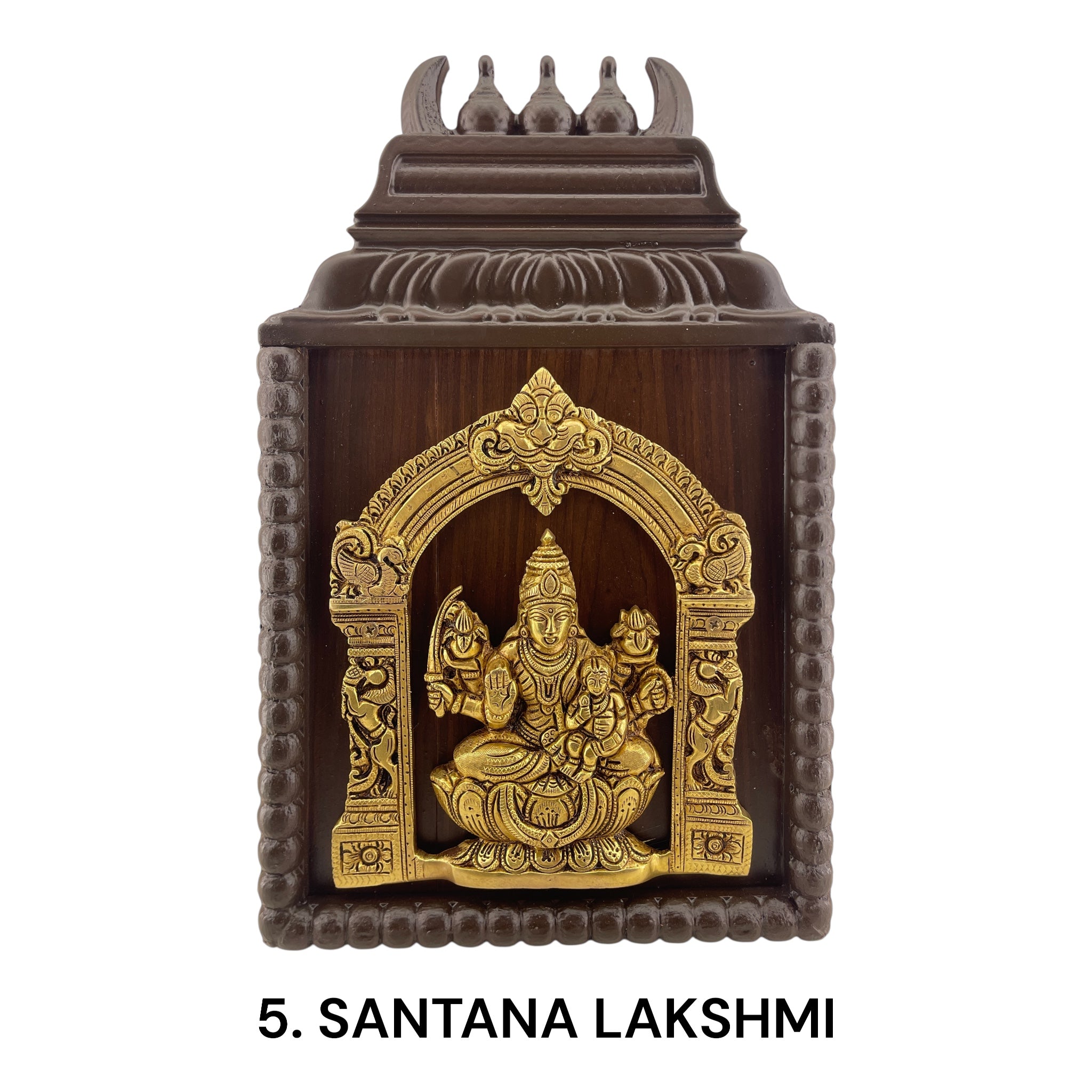 Brass Astalakshmi with Temple Wooden Frame
