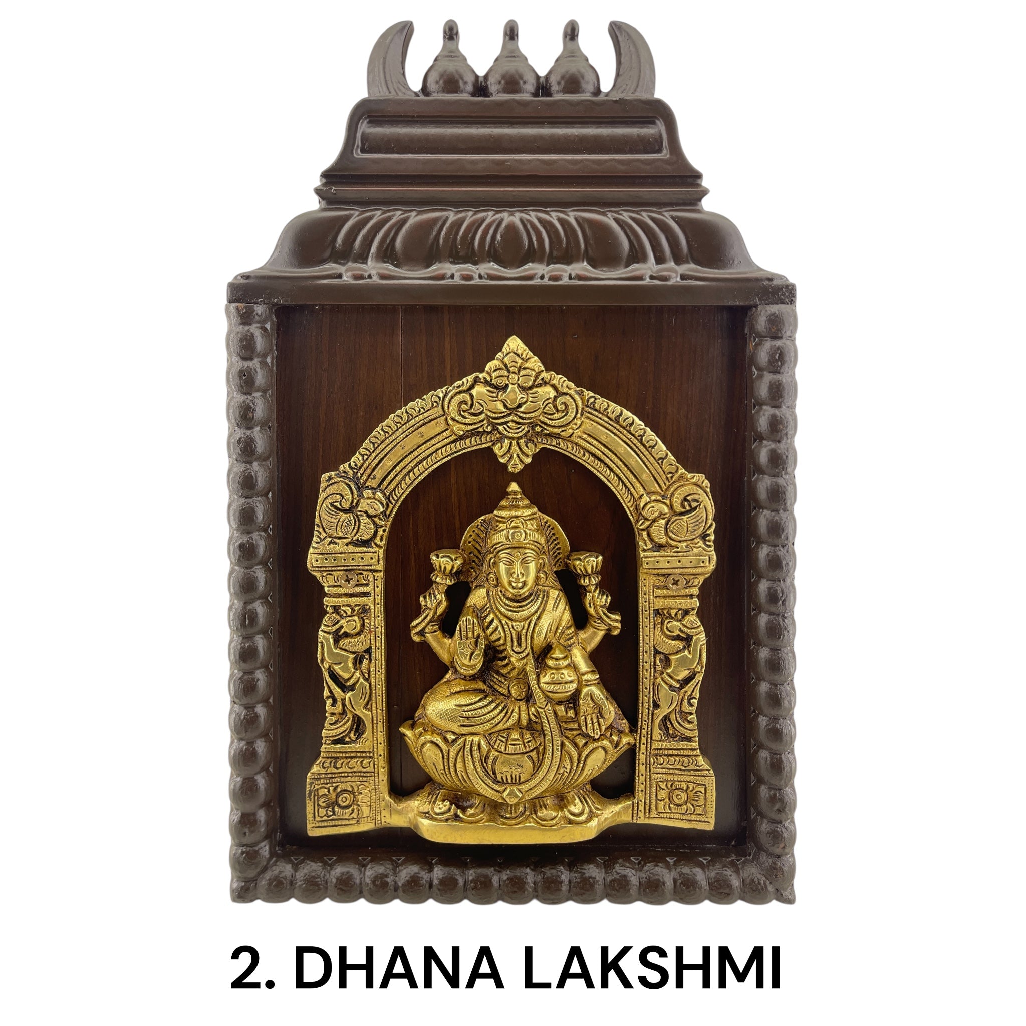 Brass Astalakshmi with Temple Wooden Frame