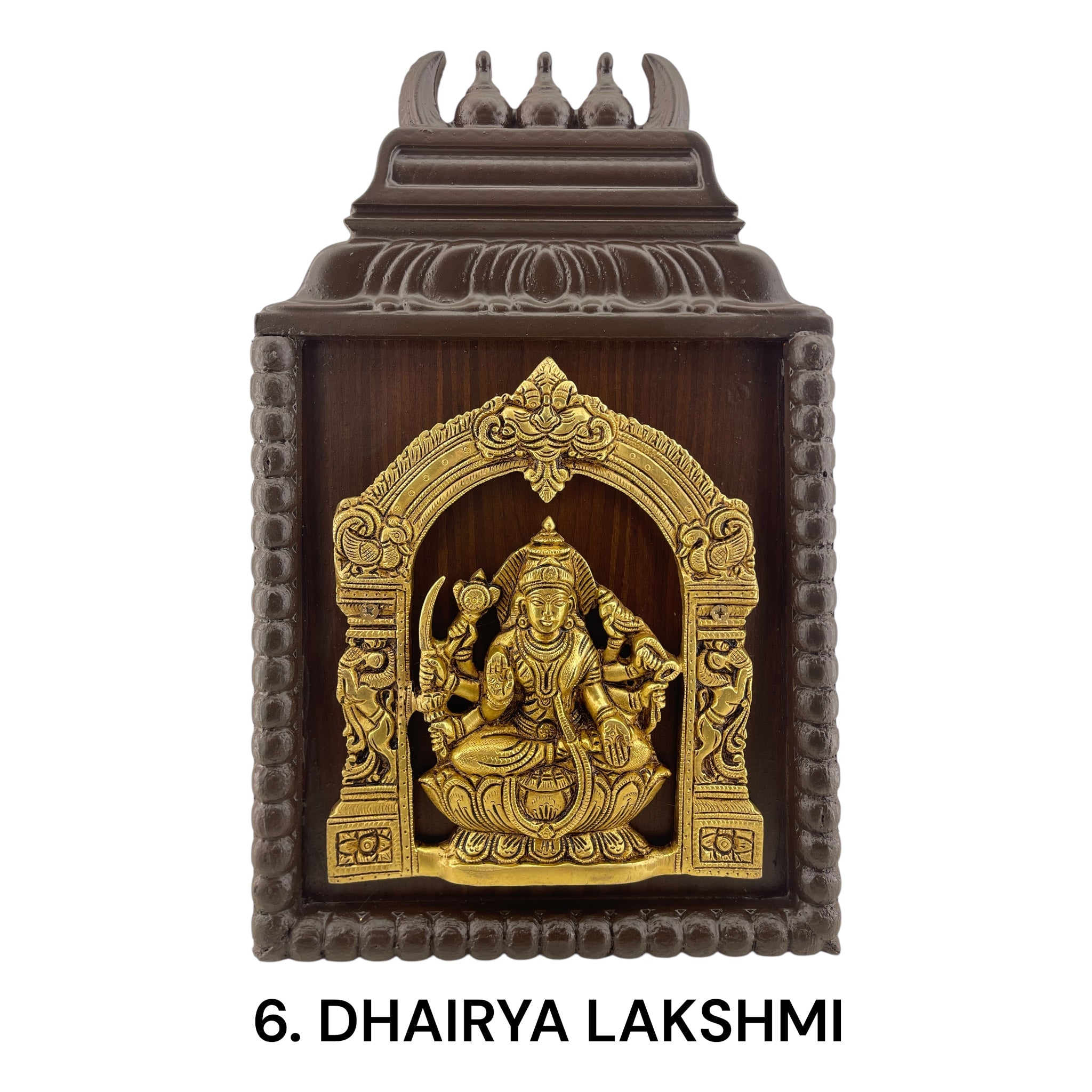 Brass Astalakshmi with Temple Wooden Frame