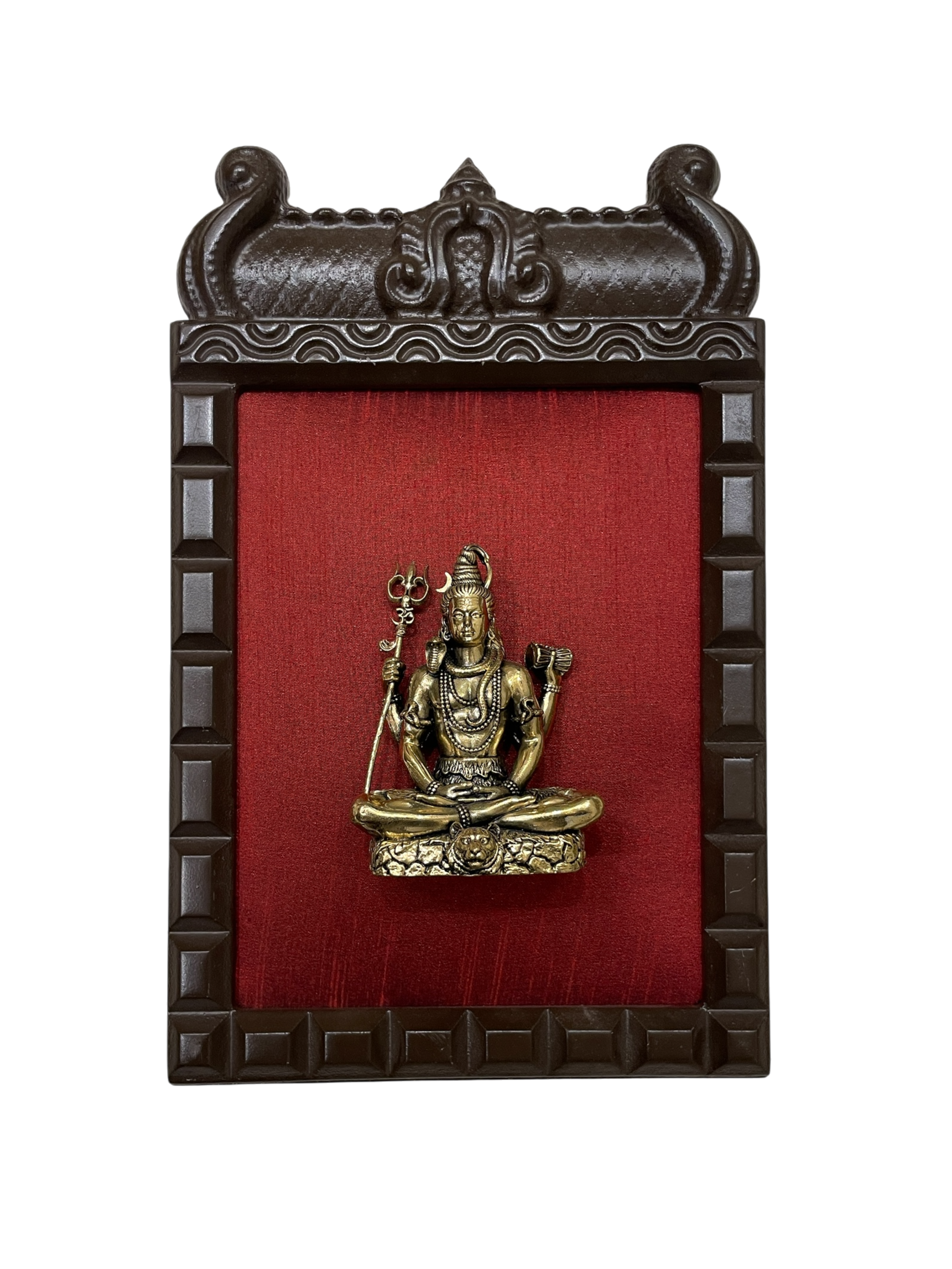 14 Gods Brass Frame Wall Décor | Premium Engineer Wooden Frame with Red Silk Backdrop | (Per Frame Price 9,555)
