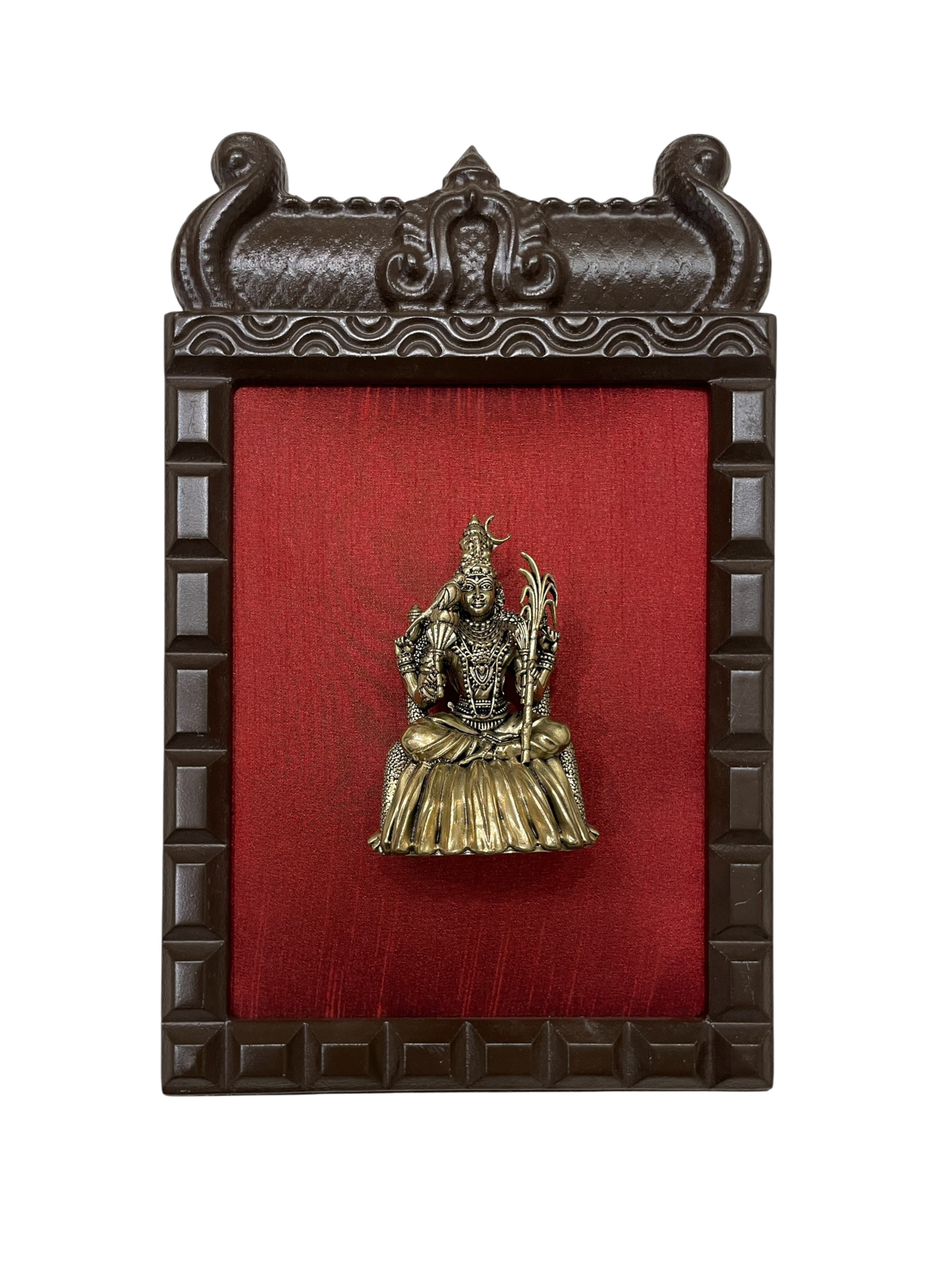 14 Gods Brass Frame Wall Décor | Premium Engineer Wooden Frame with Red Silk Backdrop | (Per Frame Price 9,555)