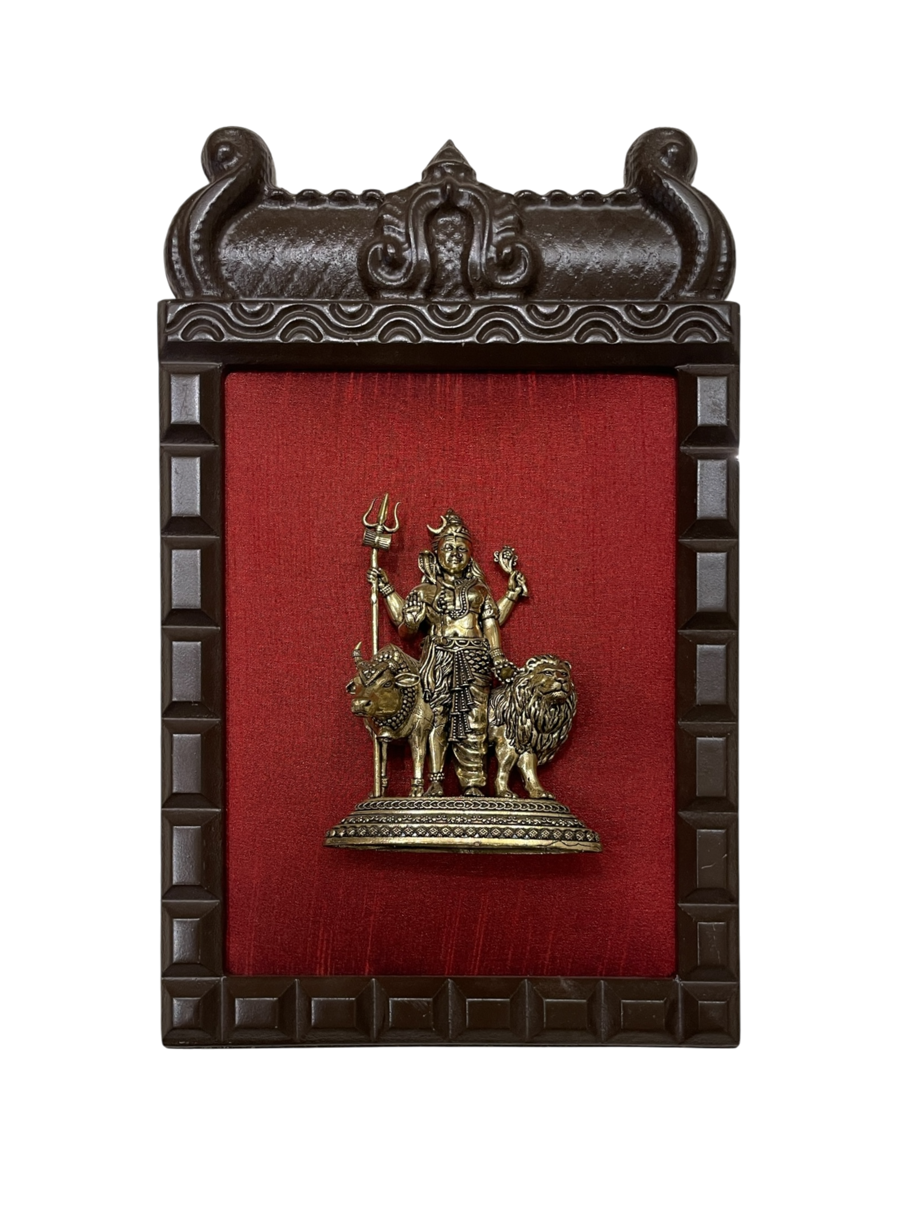 14 Gods Brass Frame Wall Décor | Premium Engineer Wooden Frame with Red Silk Backdrop | (Per Frame Price 9,555)