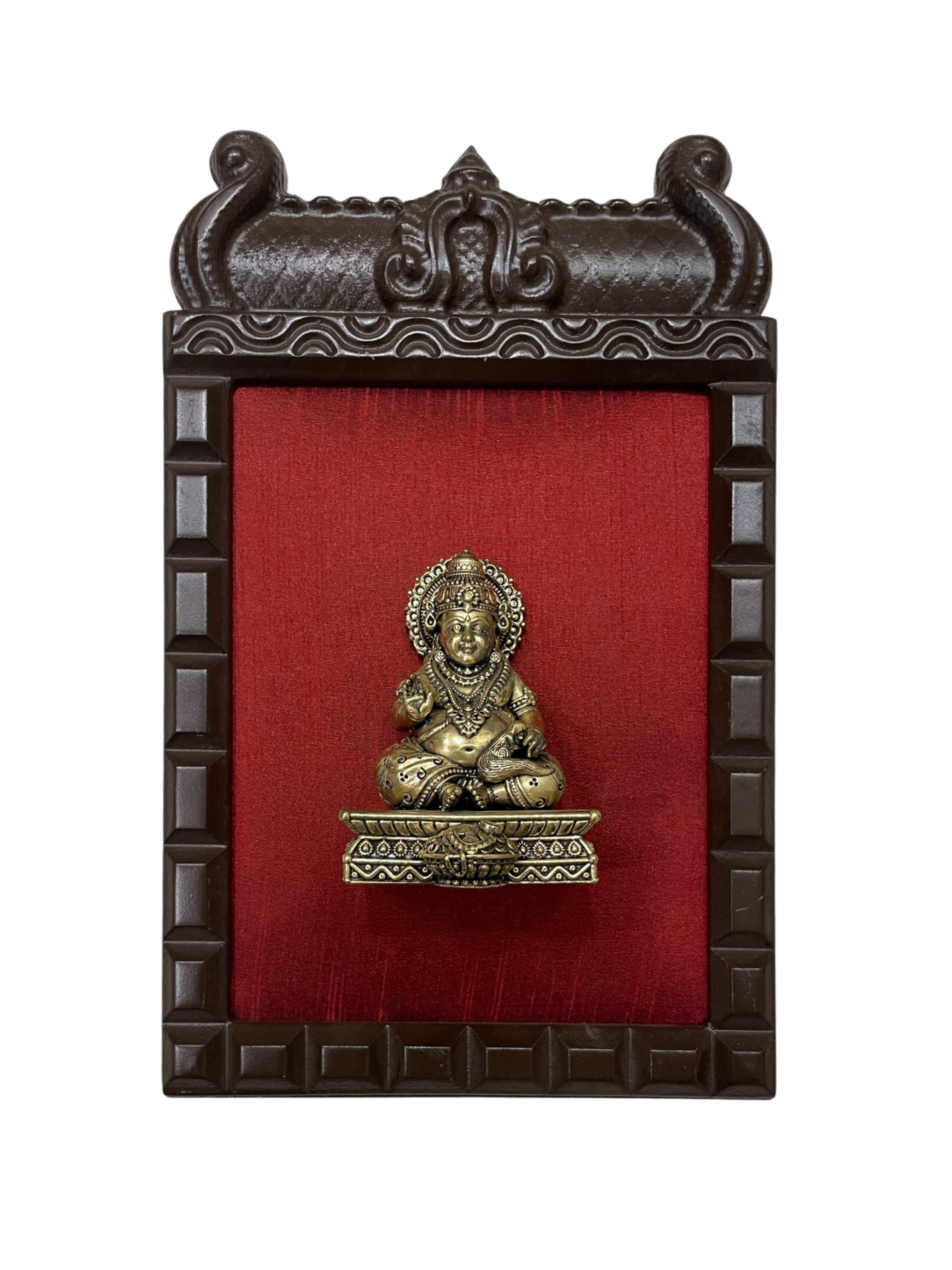 14 Gods Brass Frame Wall Décor | Premium Engineer Wooden Frame with Red Silk Backdrop | (Per Frame Price 9,555)