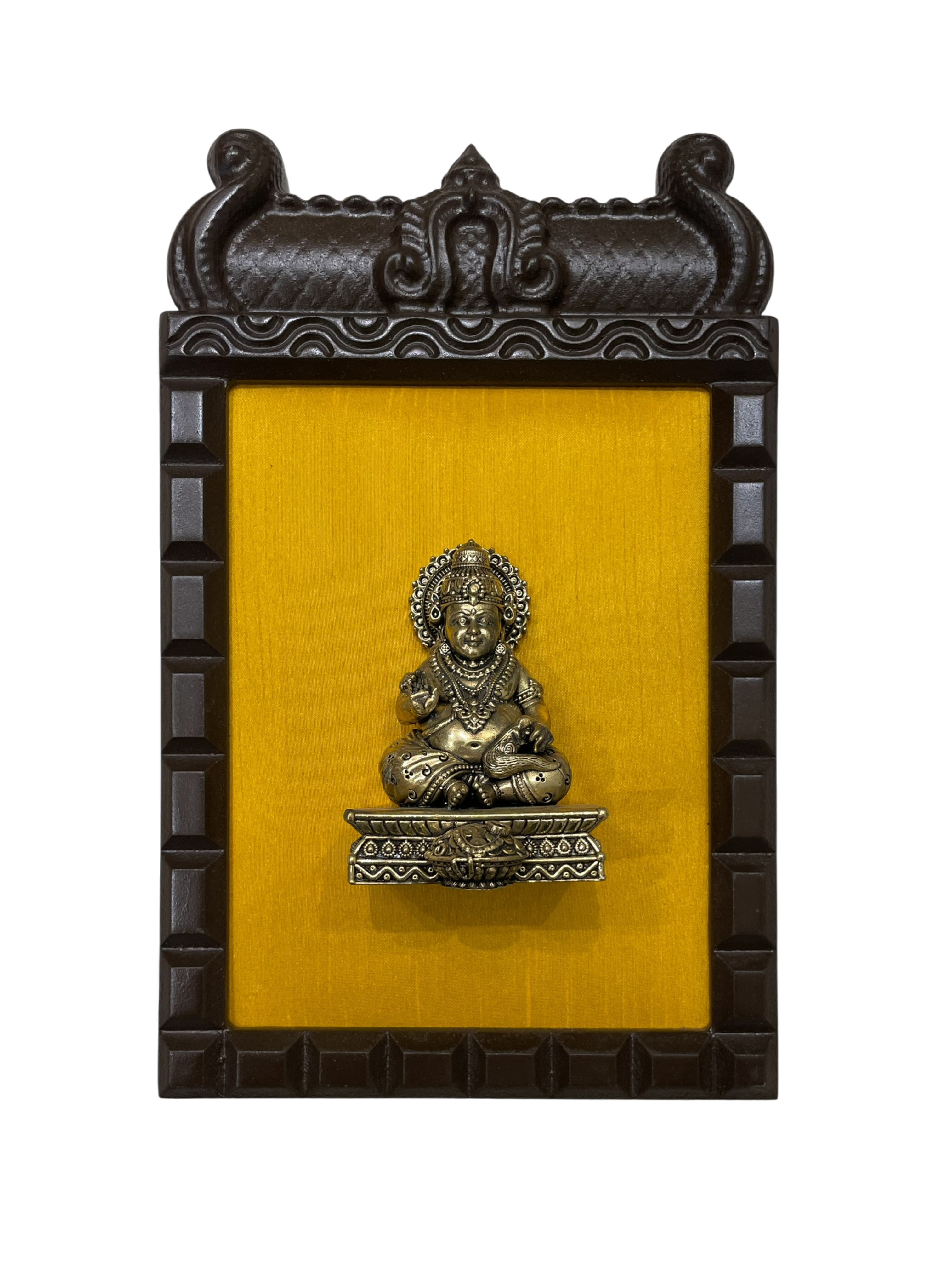 13 Divine Gods Brass Wall Frame with Yellow Silk Backdrop | PremiumEngineer Wooden Frame. (Per Frame Price 9,555)