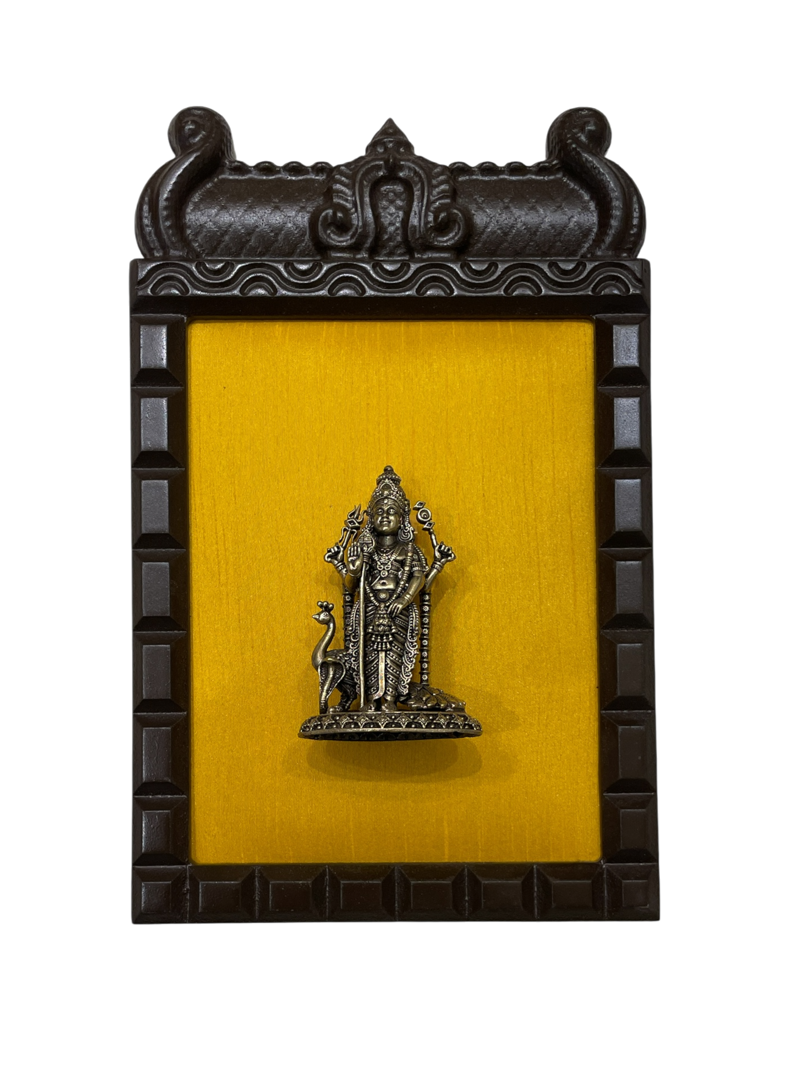 13 Divine Gods Brass Wall Frame with Yellow Silk Backdrop | PremiumEngineer Wooden Frame. (Per Frame Price 9,555)