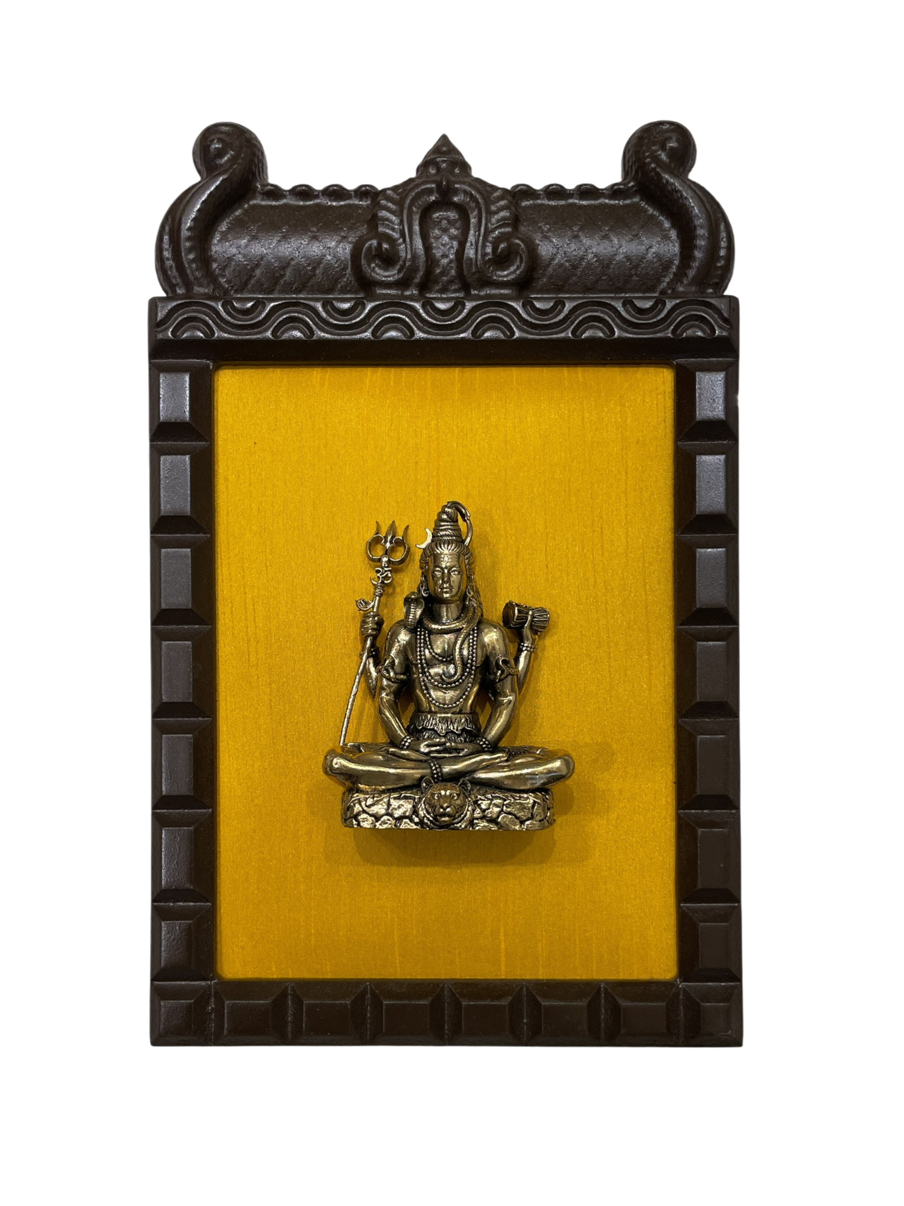 13 Divine Gods Brass Wall Frame with Yellow Silk Backdrop | PremiumEngineer Wooden Frame. (Per Frame Price 9,555)