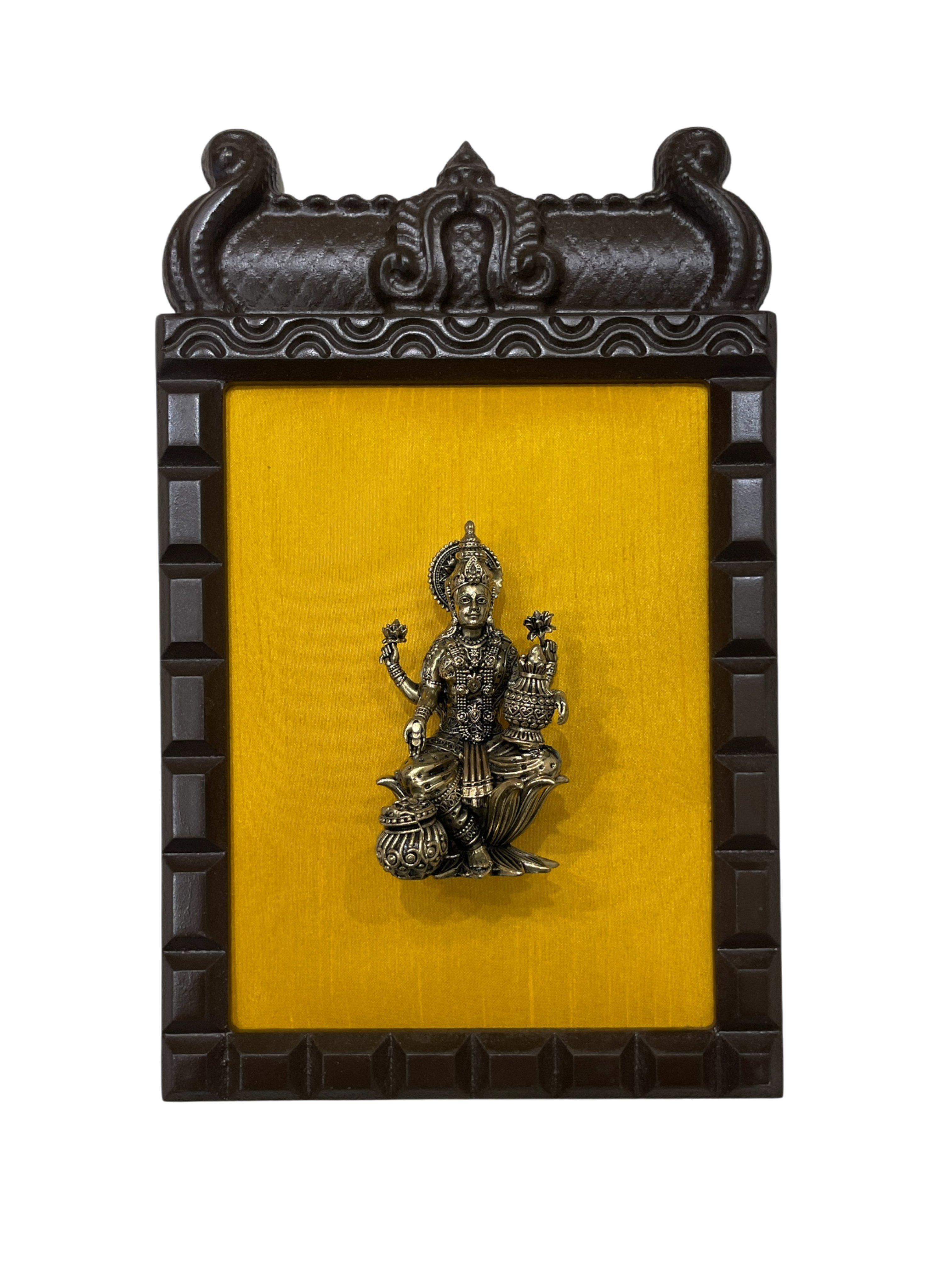 13 Divine Gods Brass Wall Frame with Yellow Silk Backdrop | PremiumEngineer Wooden Frame. (Per Frame Price 9,555)