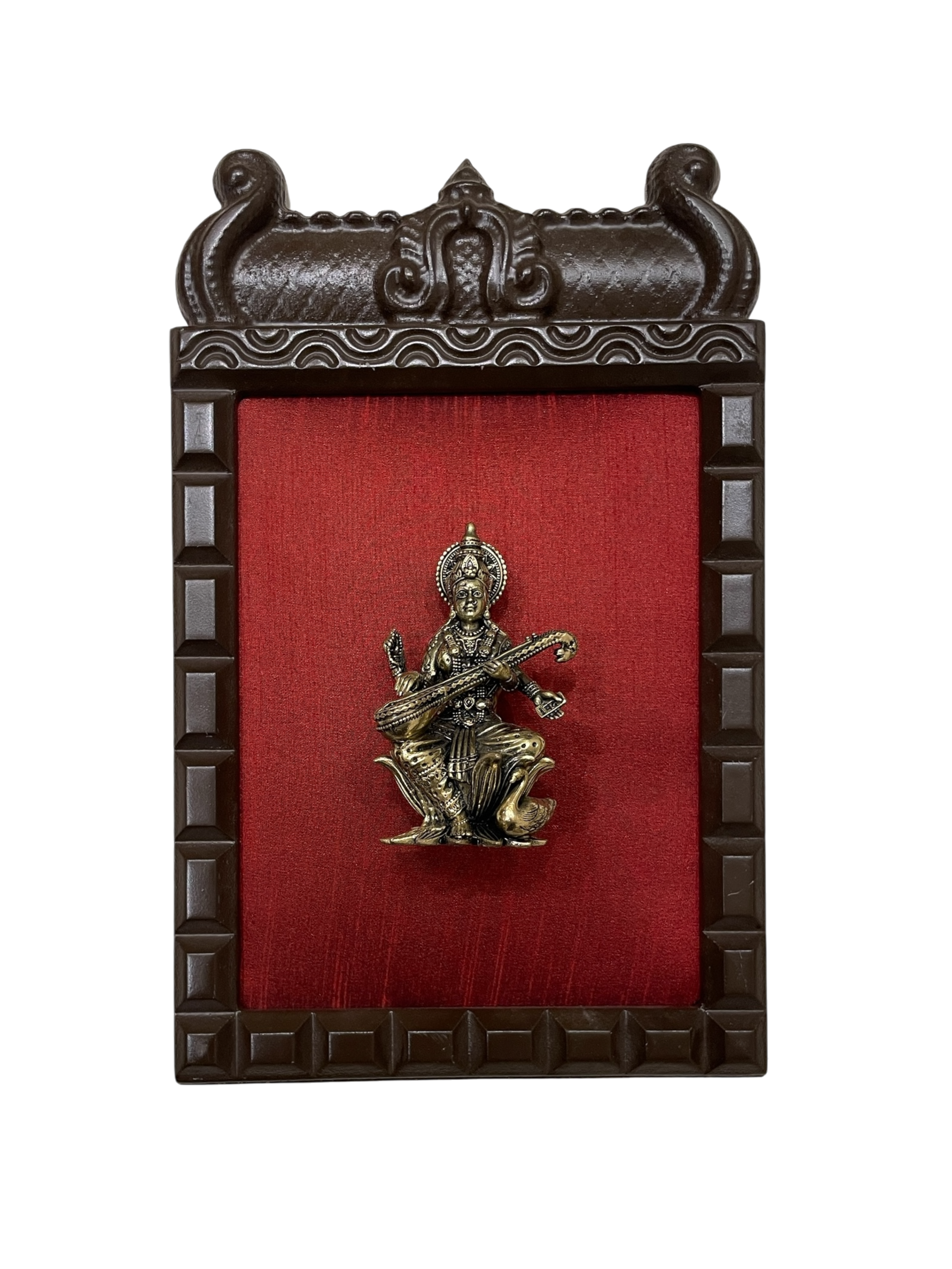 14 Gods Brass Frame Wall Décor | Premium Engineer Wooden Frame with Red Silk Backdrop | (Per Frame Price 9,555)
